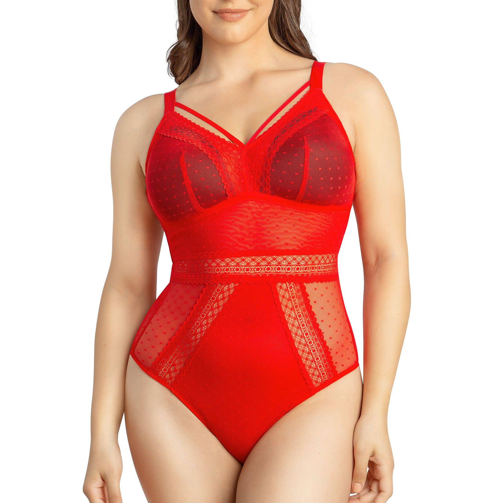 Mia Wire-Free Full Bust Bodysuit - Racing Red