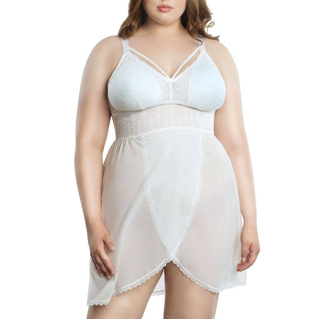 Mia Lace Lingerie Wire-Free Chemise - Pearl White