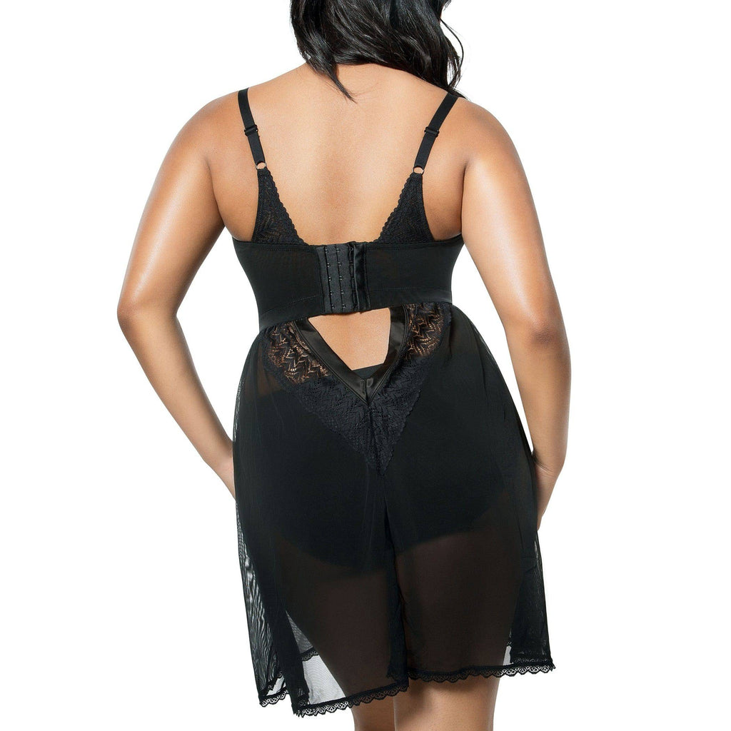 Mia Lace Lingerie Wire-Free Chemise - Black