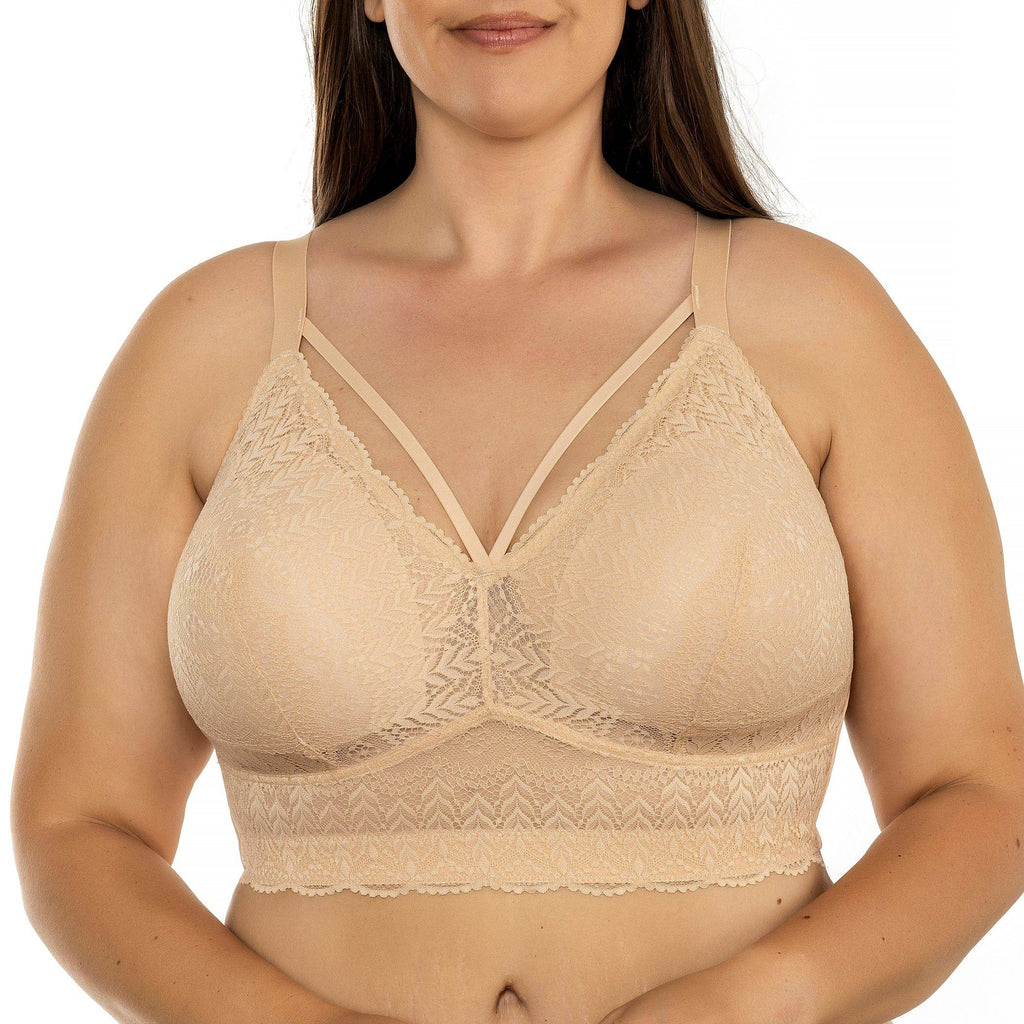 Mia Wire-Free Full Bust Lace Bralette - Bare