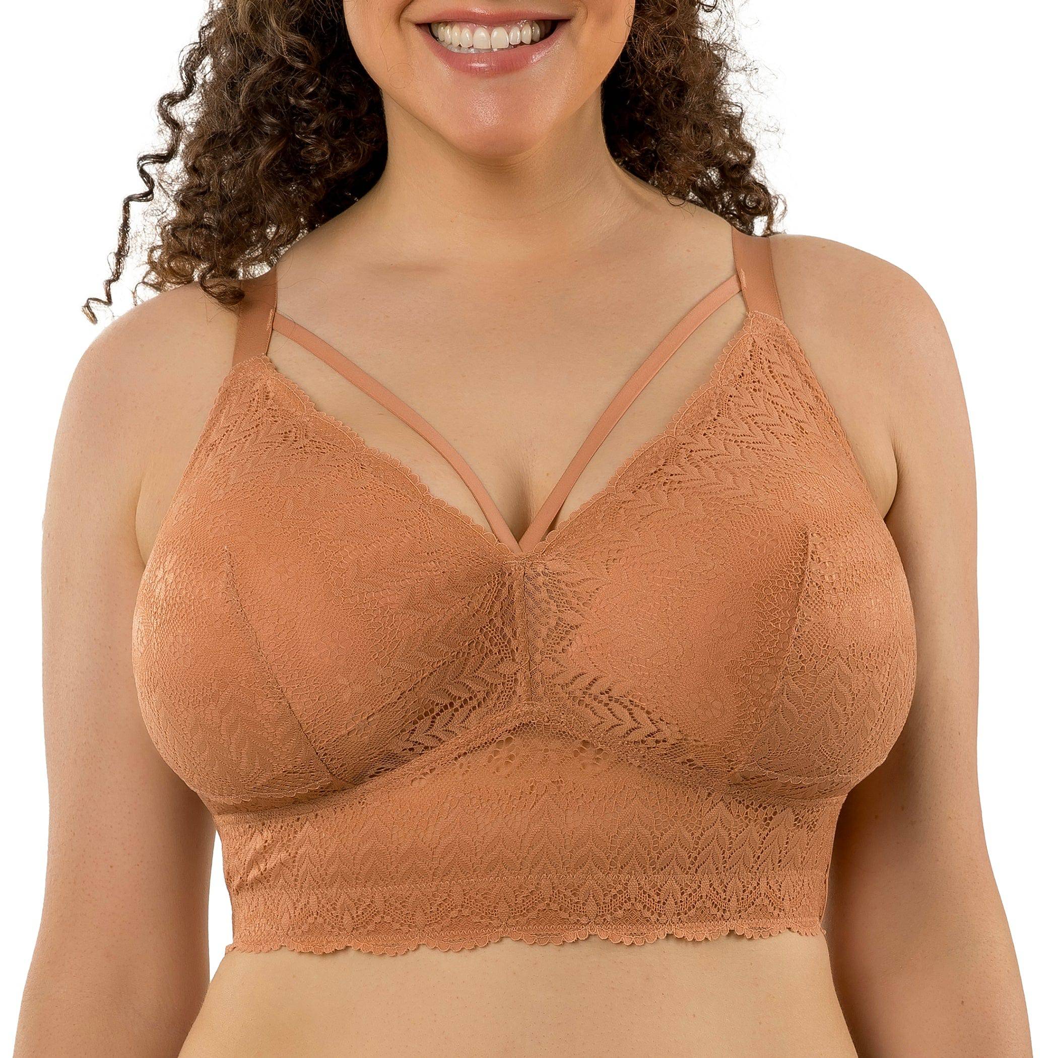 Mia Wire-Free Full Bust Lace Bralette - Cork