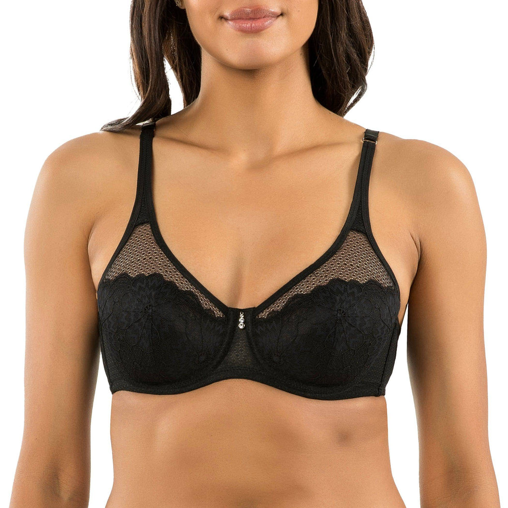 Luxlacy Full Bust Lace Padded Bra - Black