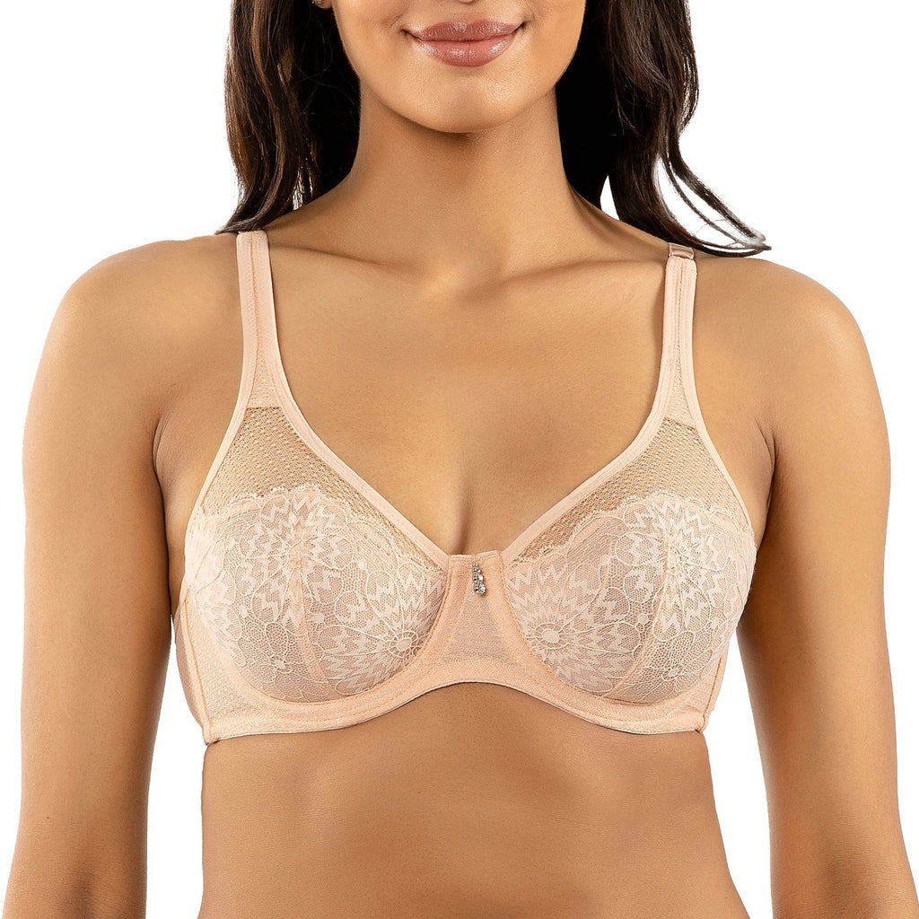 Luxlacy Full Bust Lace Padded Bra - Cameo Rose