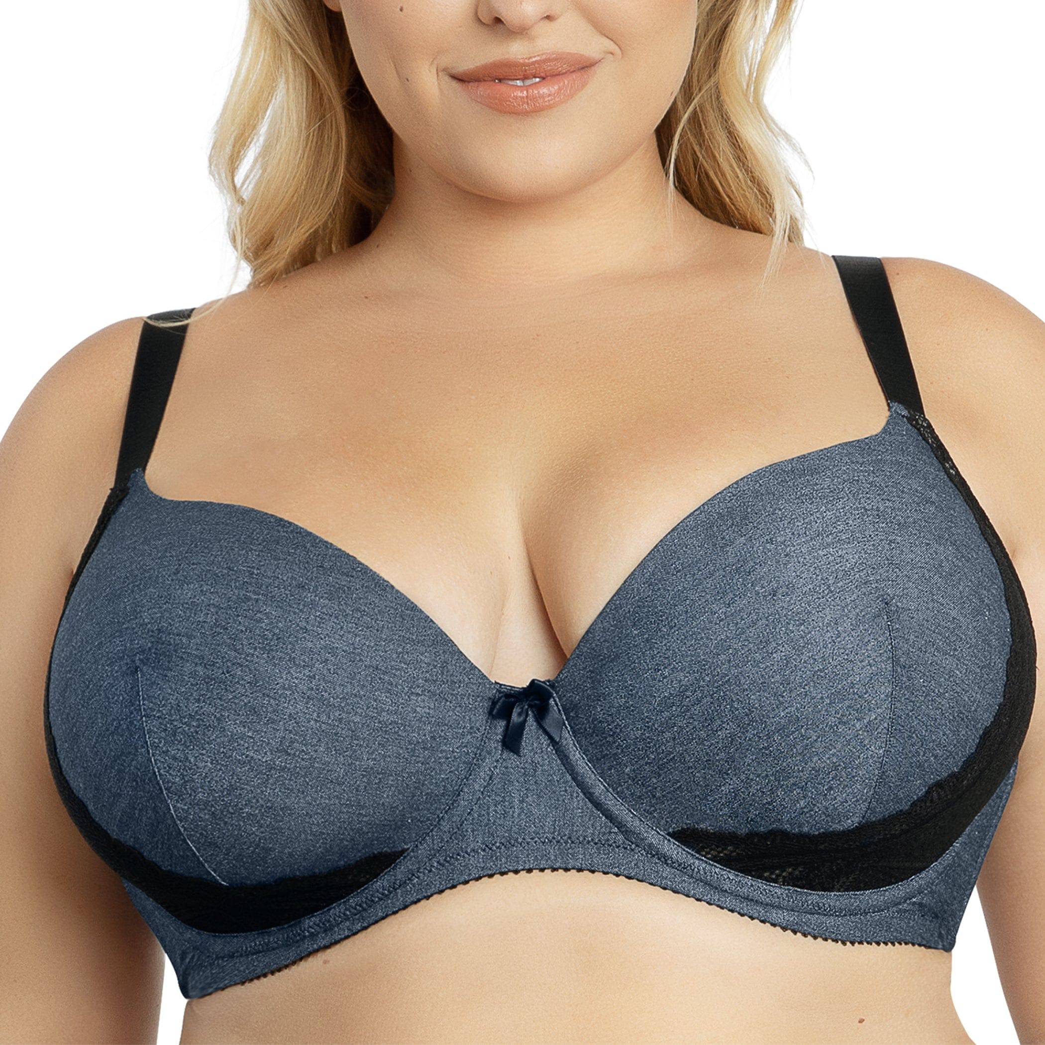 Casey Full Bust Padded Plunge T-Shirt Bra - Dark Blue Denim