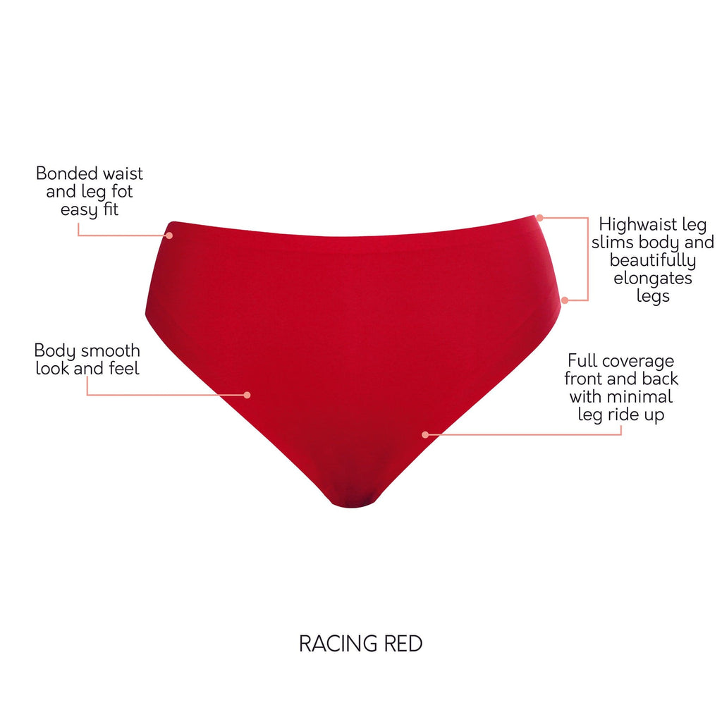 Bonded  French Cut Body Smoothing Panty - Racing Red