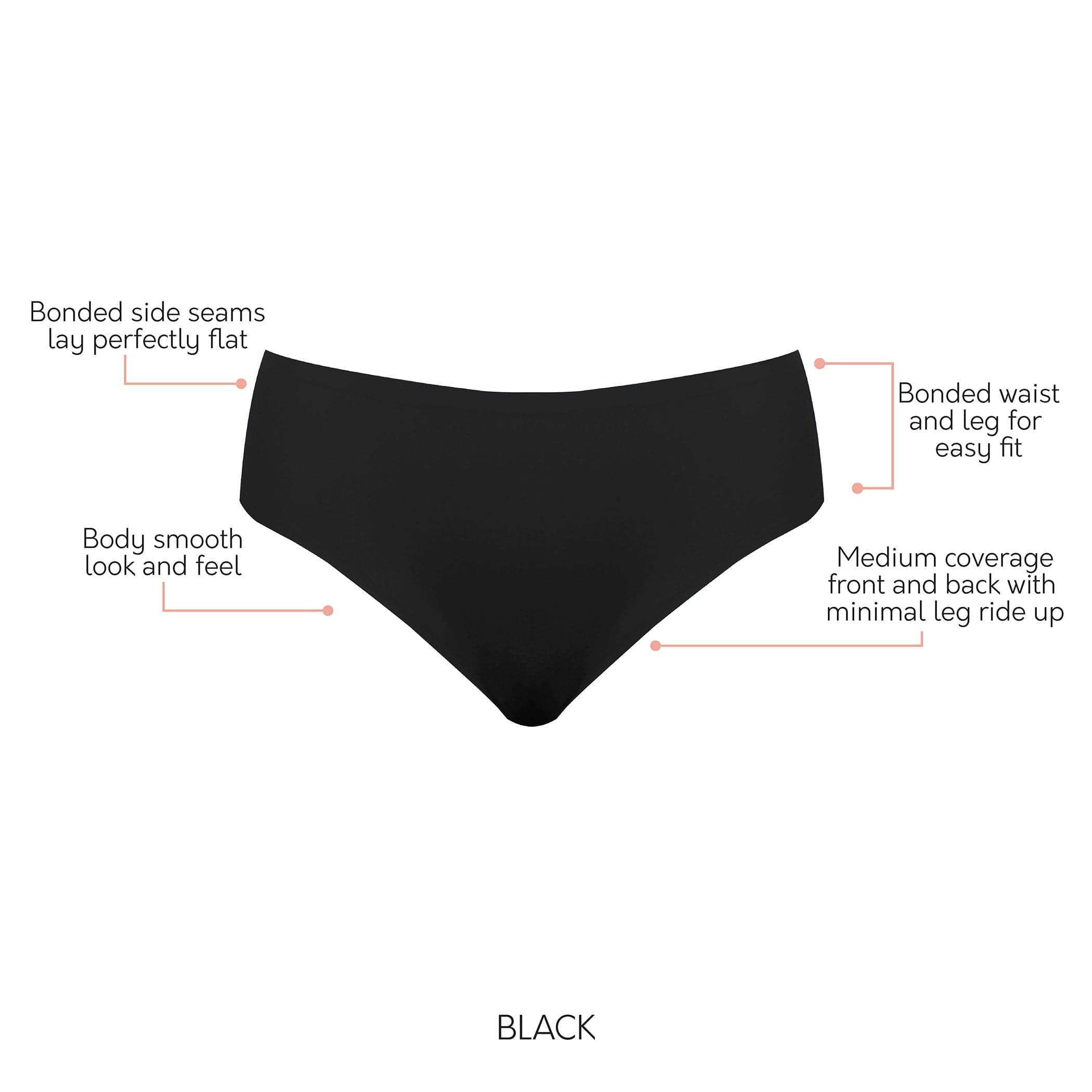 Bonded Hipster No Panty Line - Black