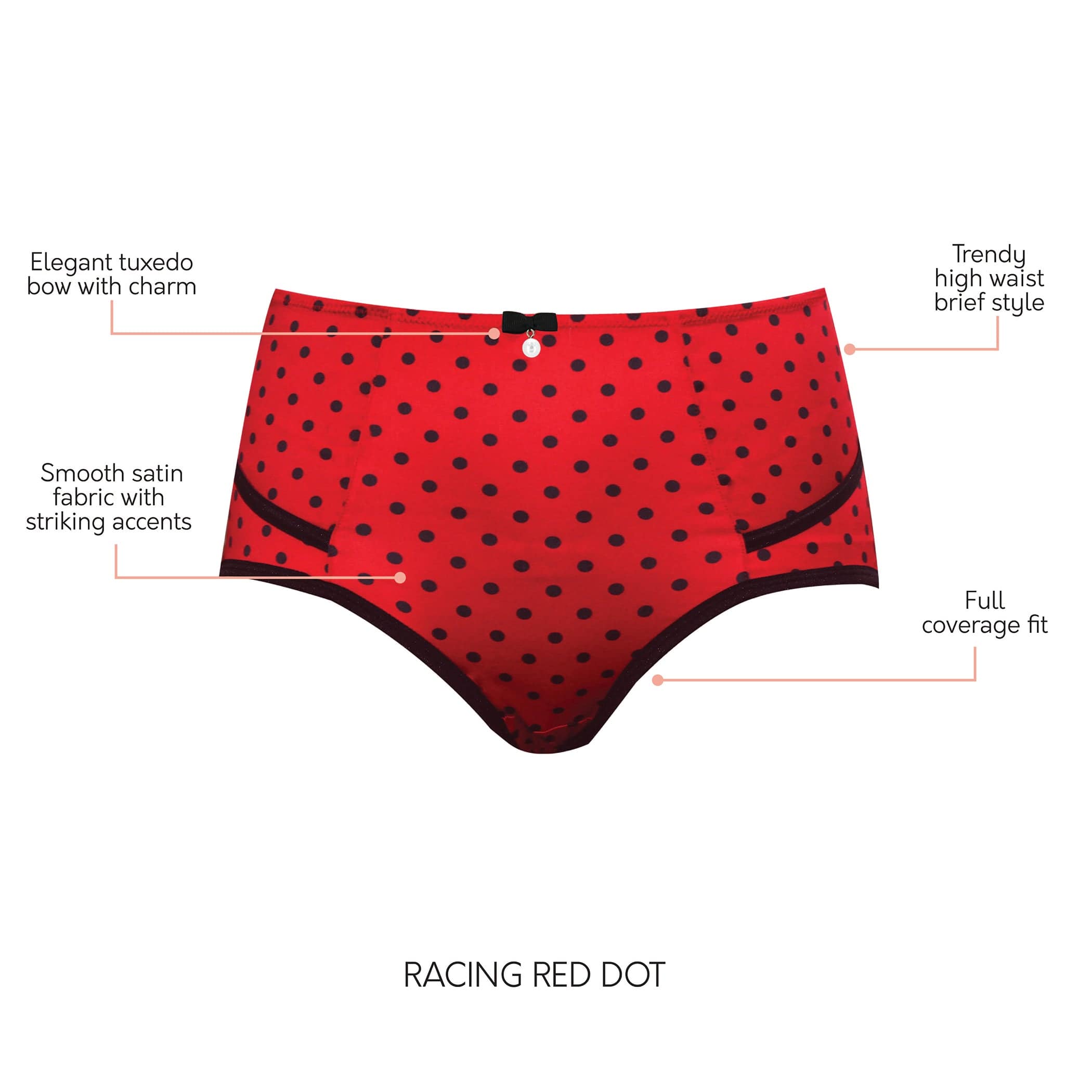 Charlotte High Waist Vinatge Brief - Racing Red Dot