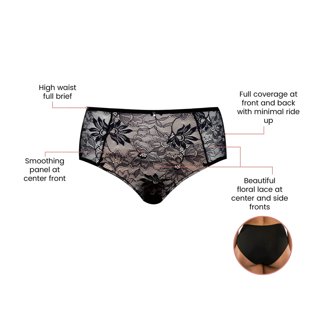 Luxlacy Lace High-Waist Brief - Black