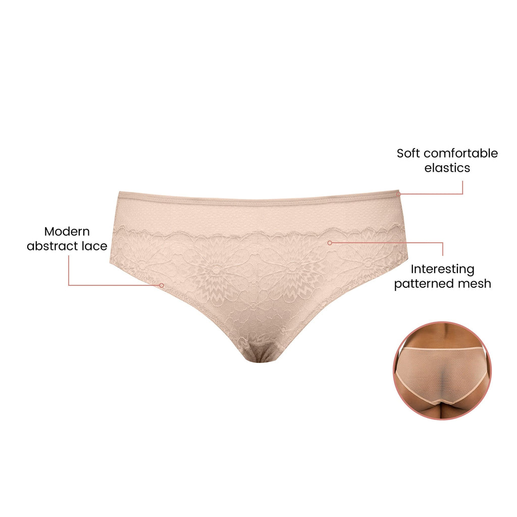 Luxlacy Lace and Mesh Hipster - Cameo Rose