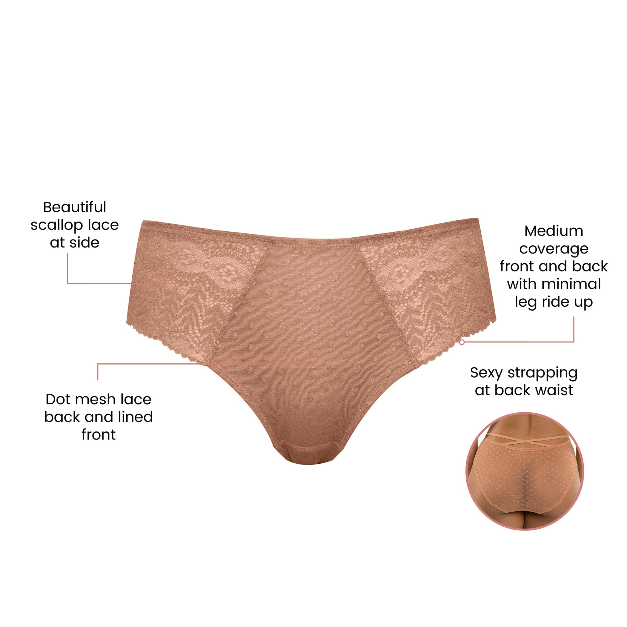 Mia Medium Coverage Hipster - Cork