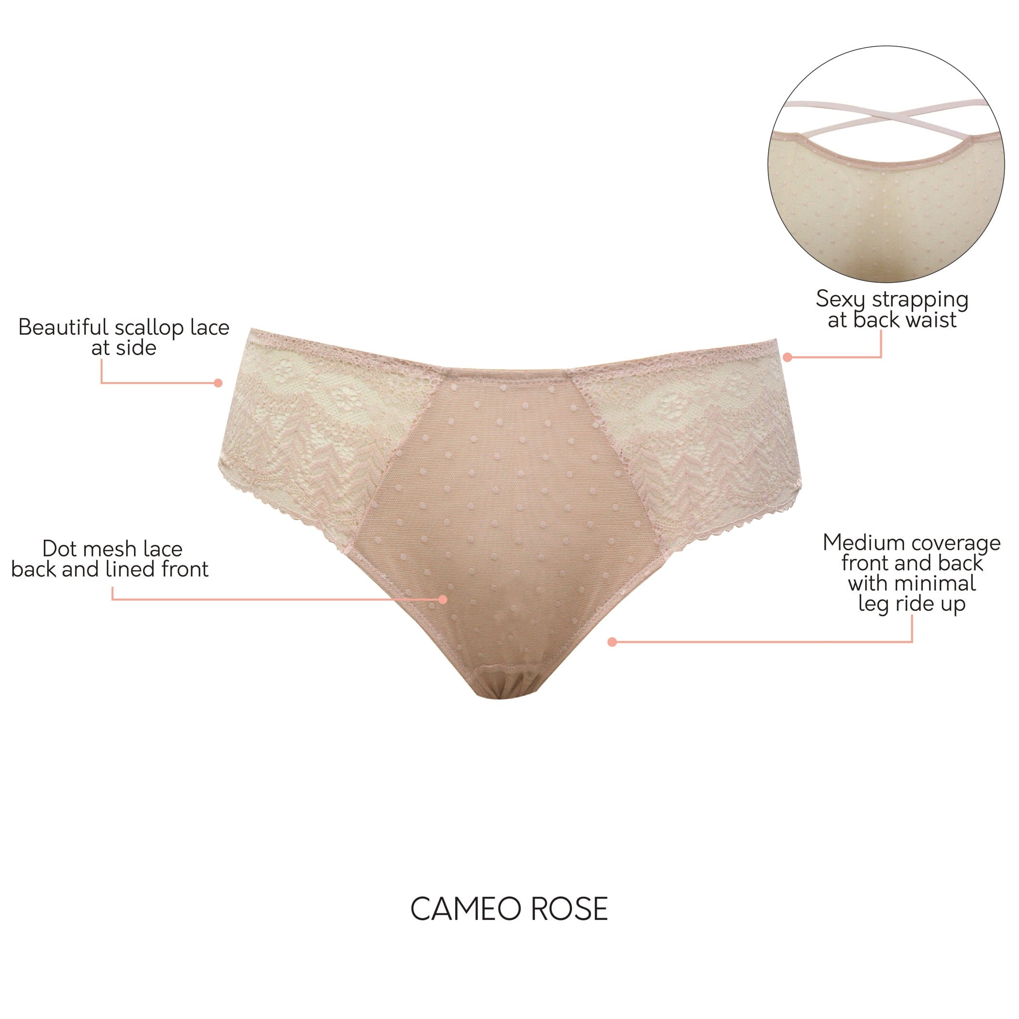 Mia Medium Coverage Hipster - Cameo Rose
