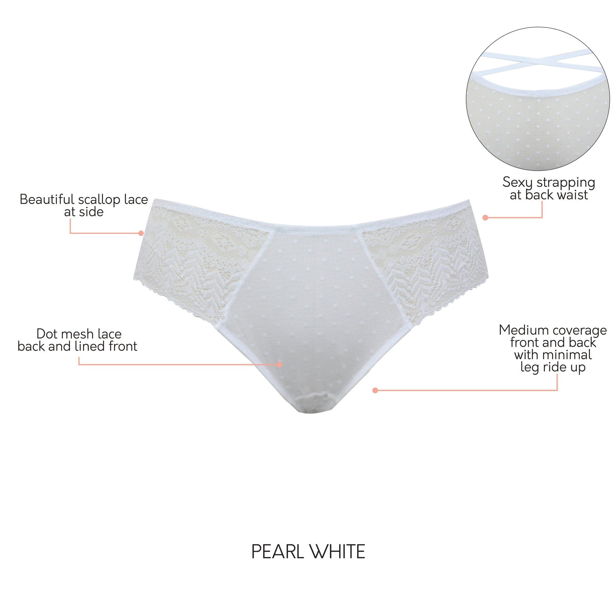 Mia Medium Coverage Hipster - Pearl White