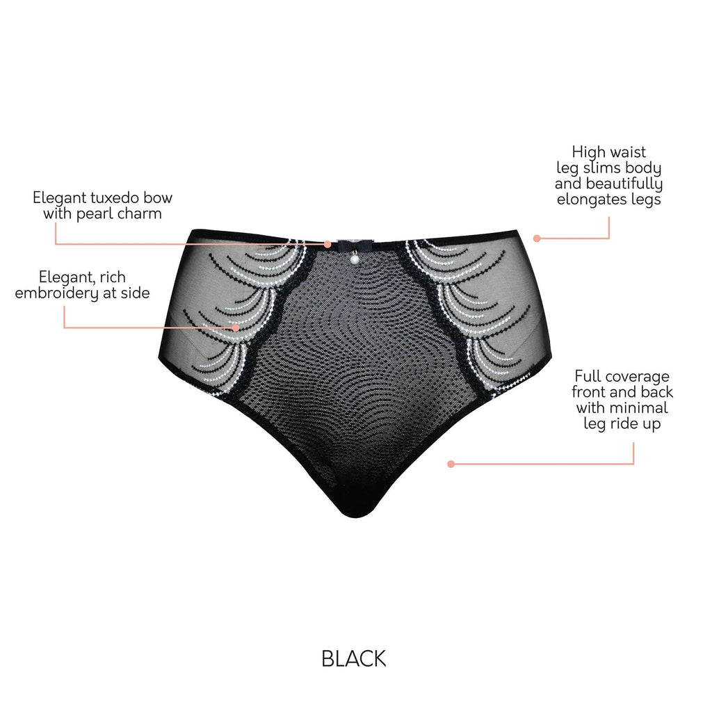 Pearl Full Coverage French Cut Panty - Black
