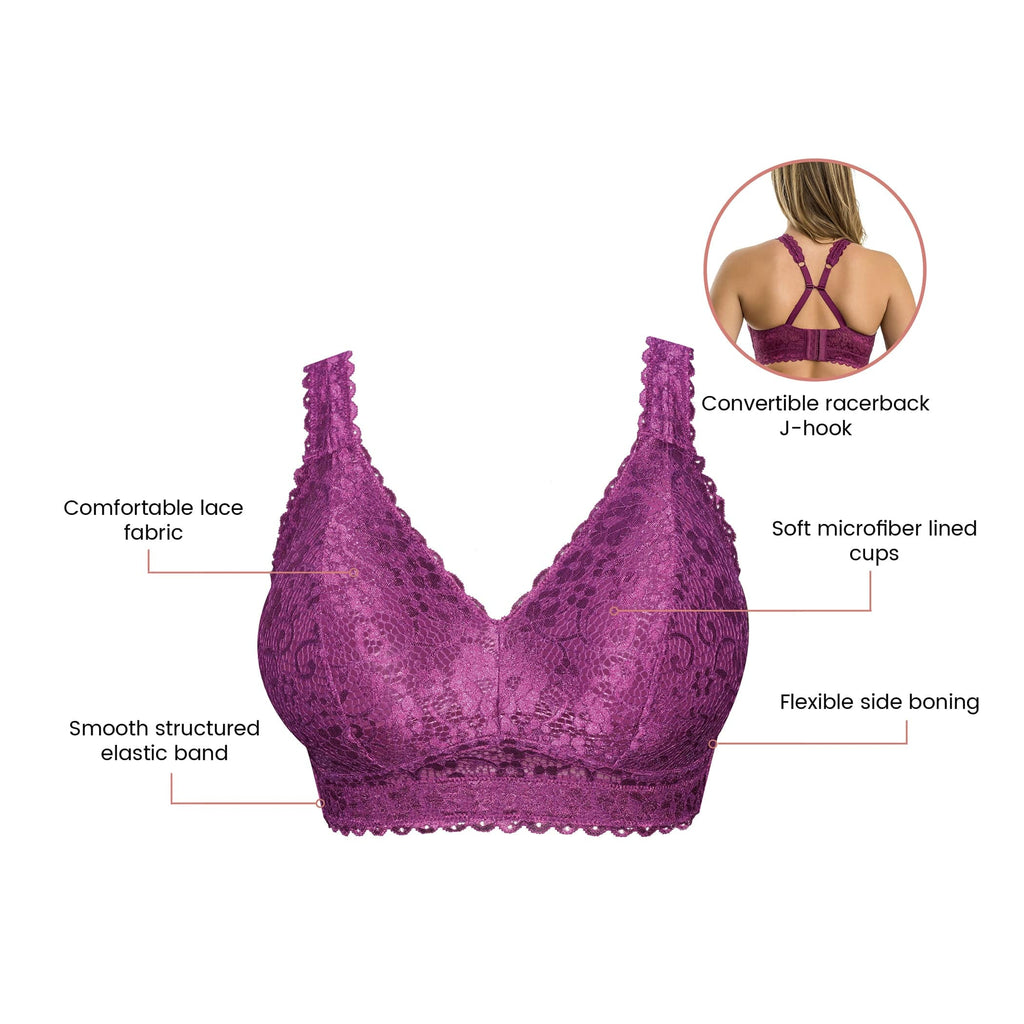 Adriana Wire-Free Full Bust Supportive Bralette - Blackberry