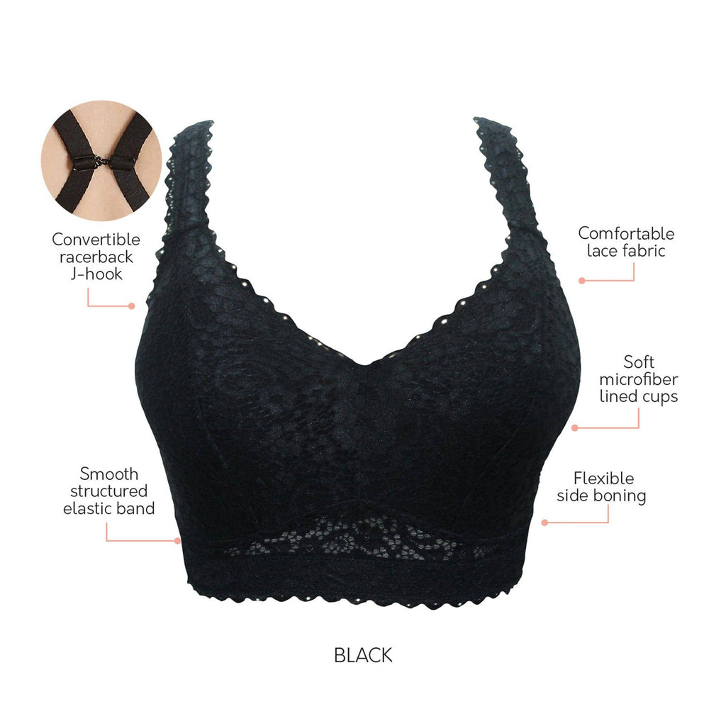 Adriana Wire-Free Full Bust Supportive Bralette - Black
