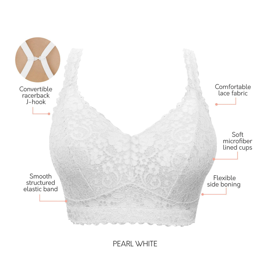 Adriana Wire-Free Full Bust Supportive Bralette - Pearl white
