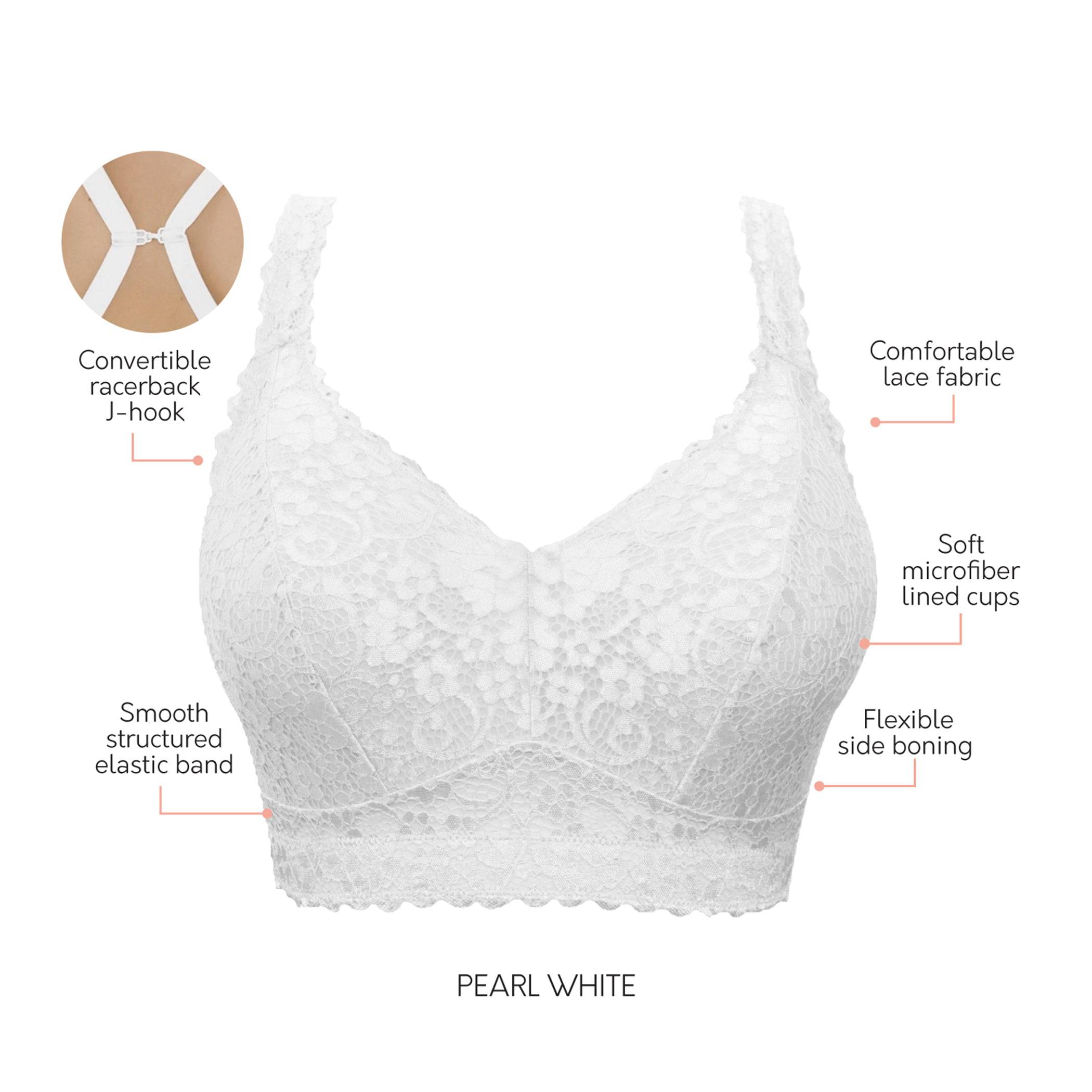 Adriana Wire-Free Full Bust Supportive Bralette - Pearl white