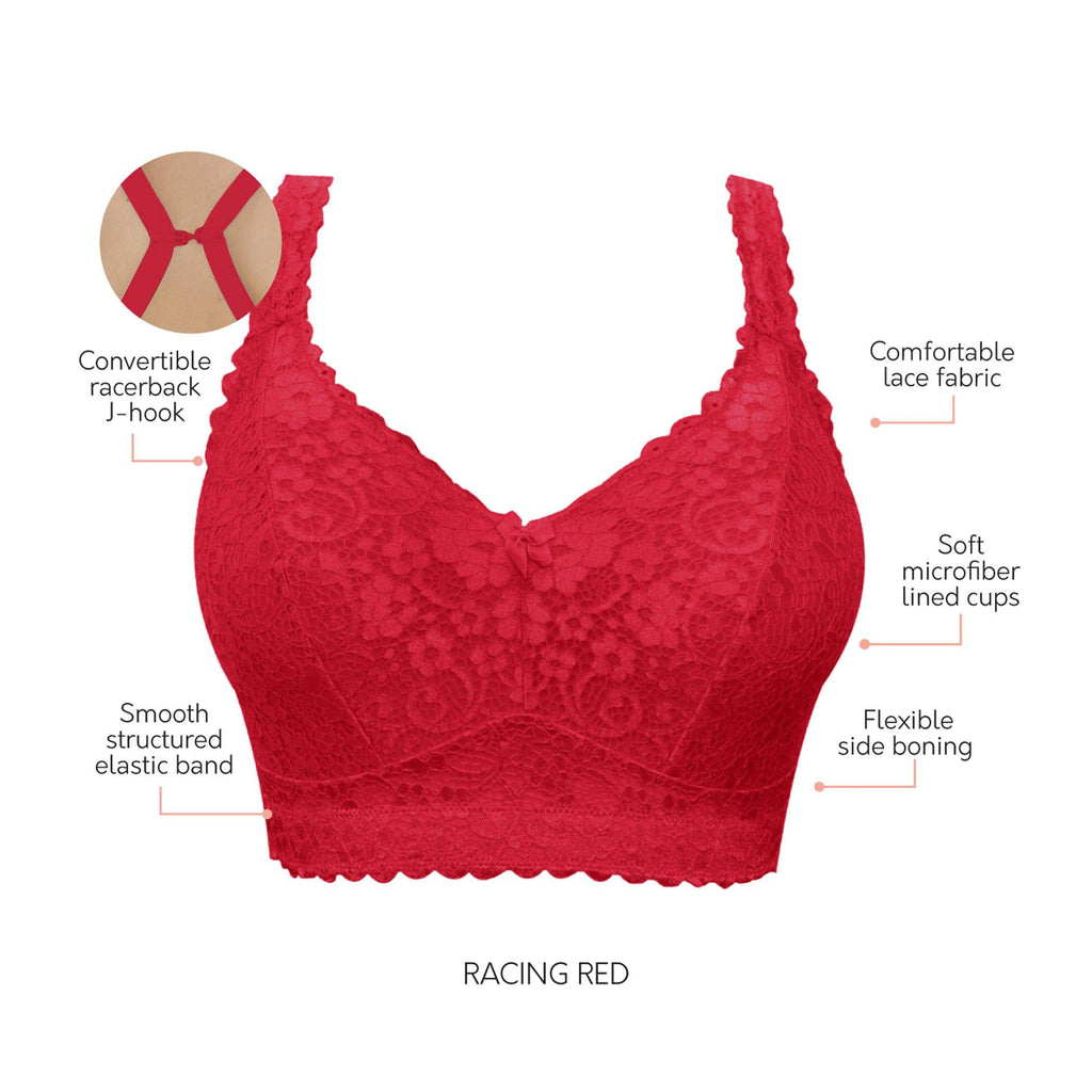 Adriana Wire-Free Full Bust Supportive Bralette - Racing red