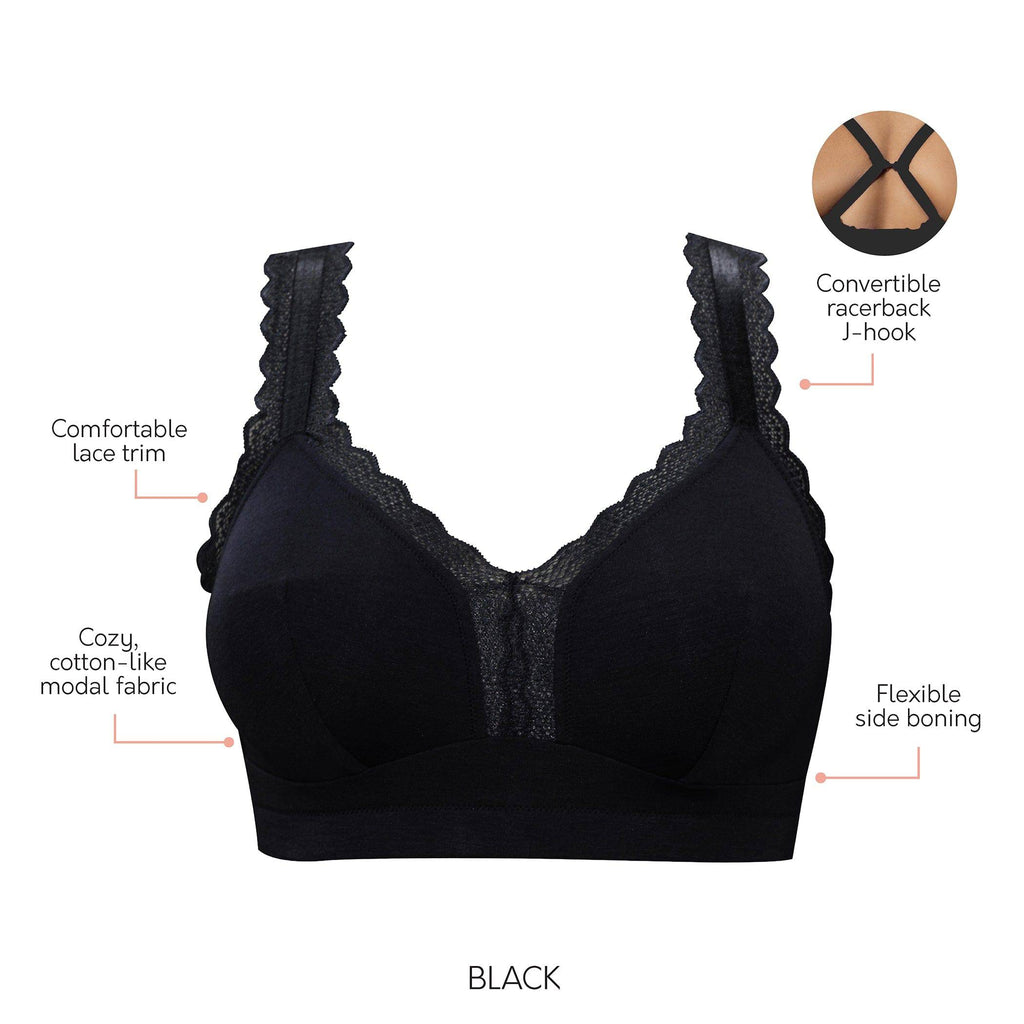 Dalis Wire-Free Full Bust Bralette - Black