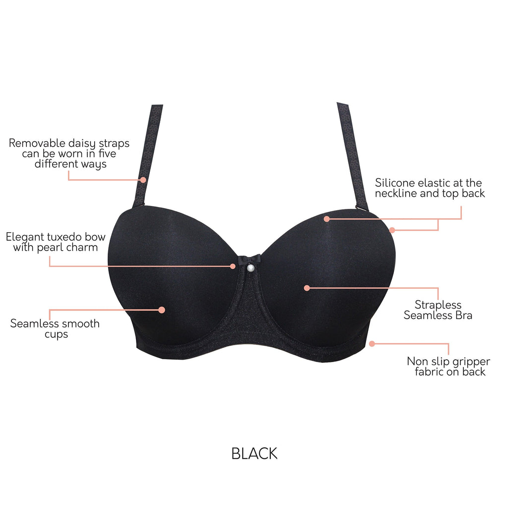 Elise Full Bust Strapless Bra - Black