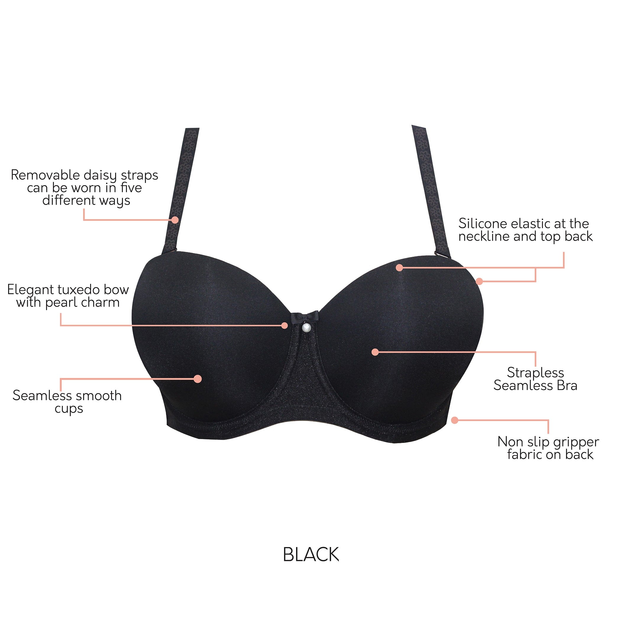 Elise Full Bust Strapless Bra - Black