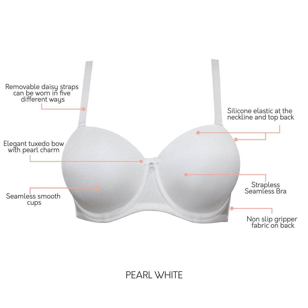 Elise Full Bust Strapless Bra - Pearl White