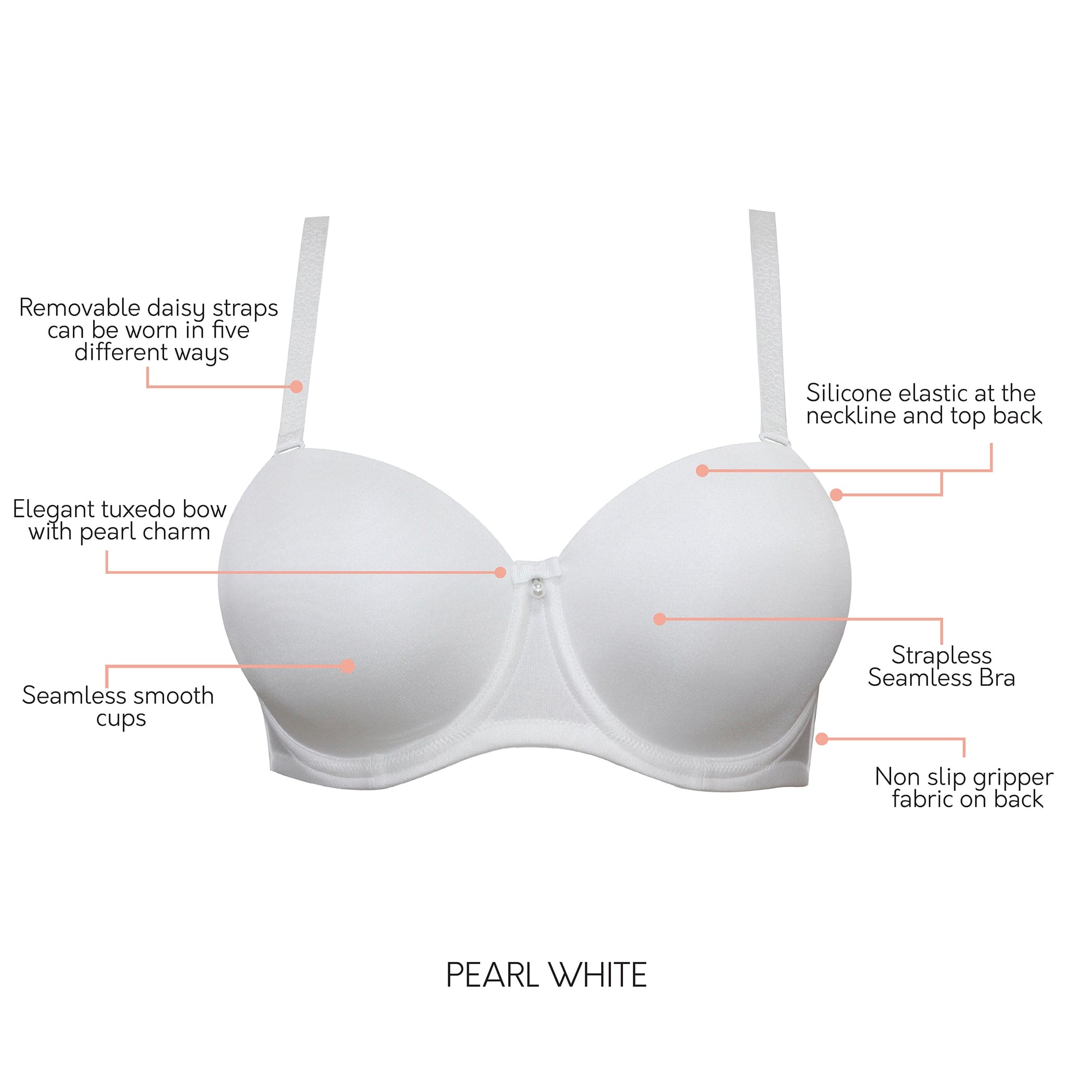 Elise Full Bust Strapless Bra - Pearl White