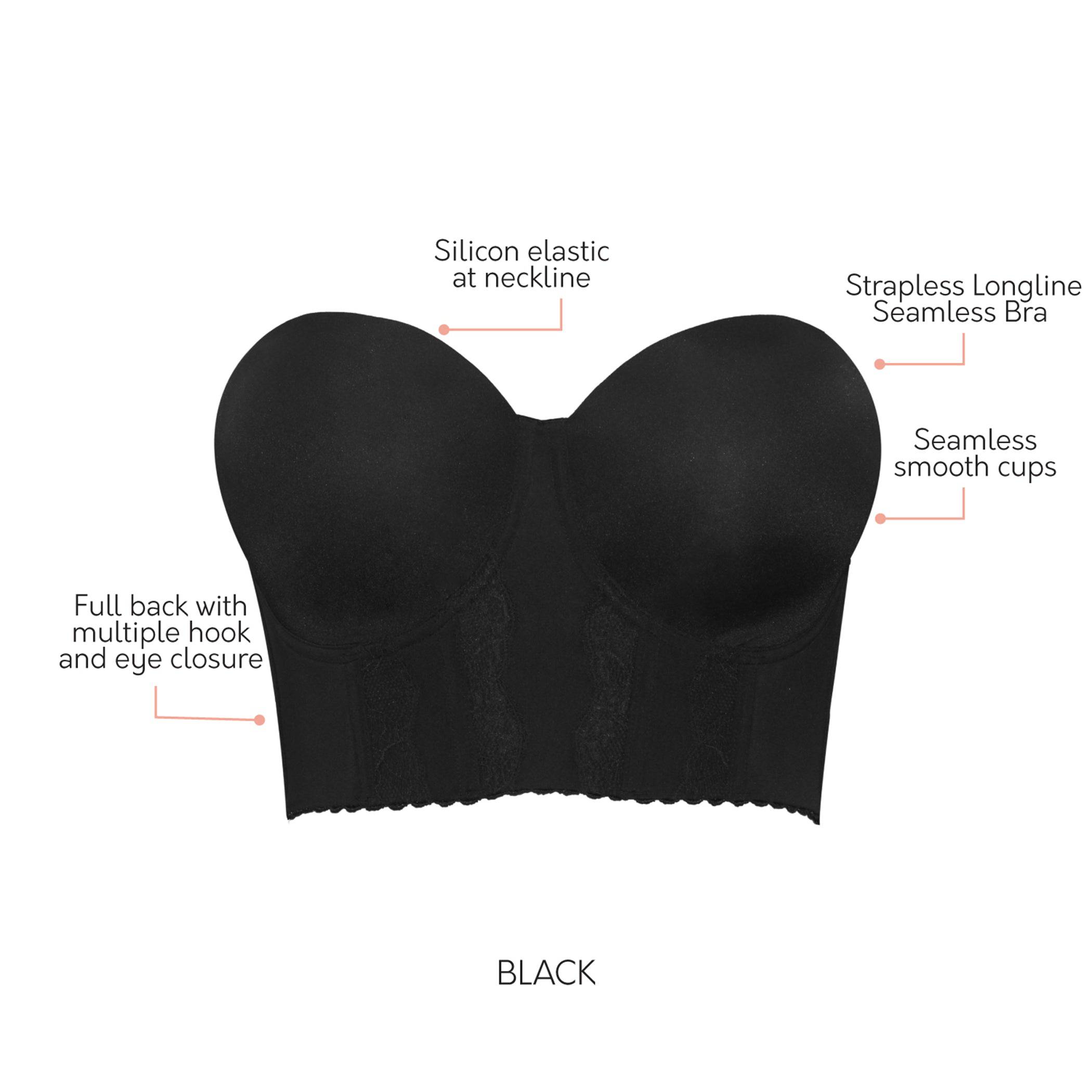 Elissa Full Bust Longline Strapless Bra - Black