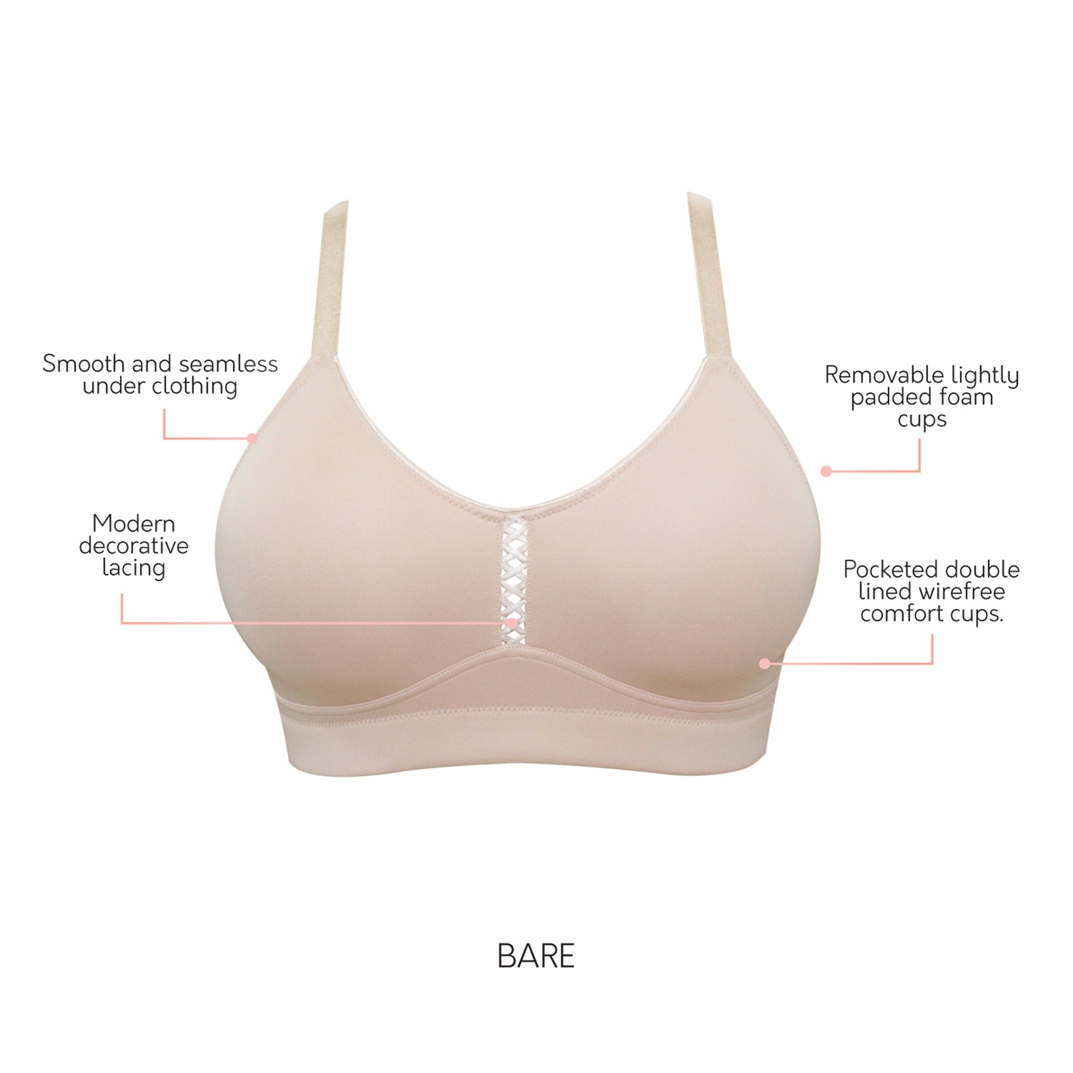 Erika Wire-Free Full Bust Bralette - Bare