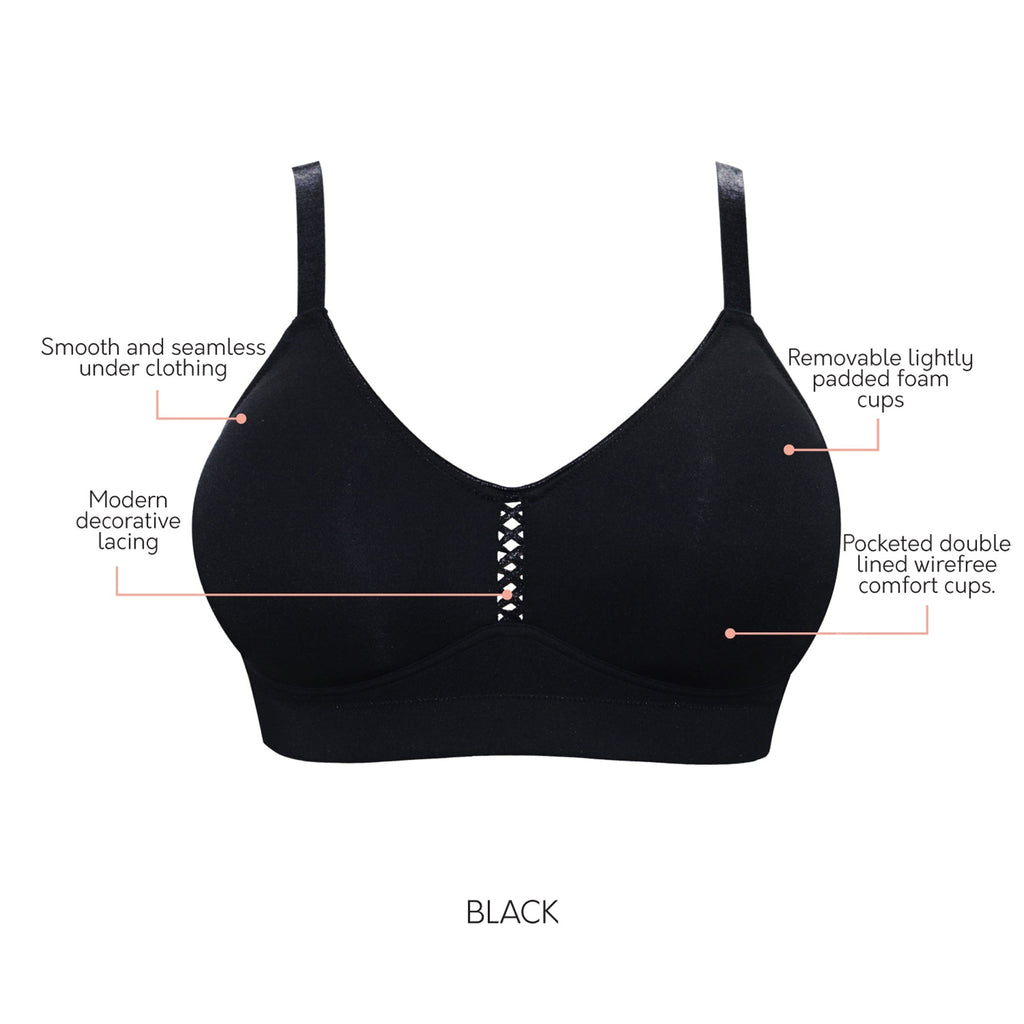 Erika Wire-Free Full Bust Bralette - Black