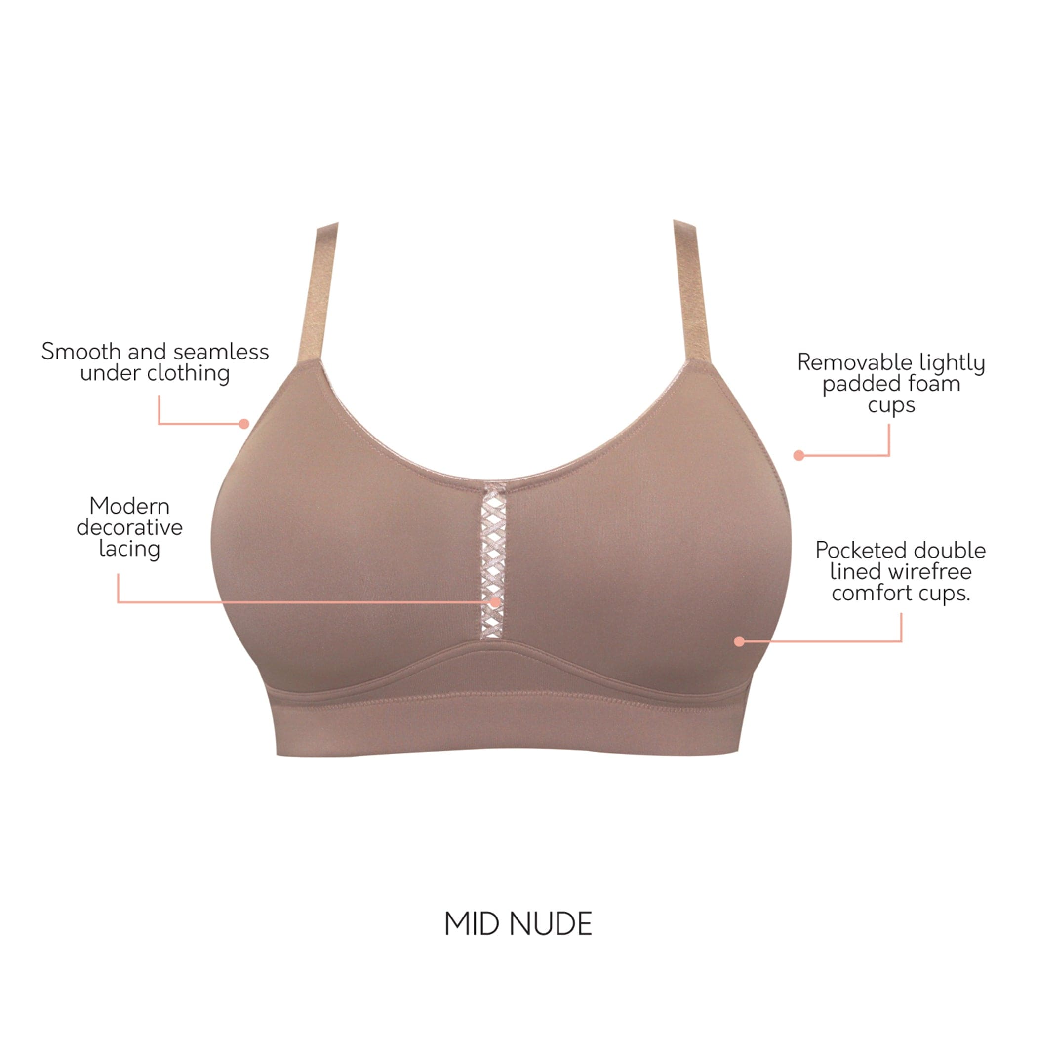 Erika Wire-Free Full Bust Bralette - Mid Nude