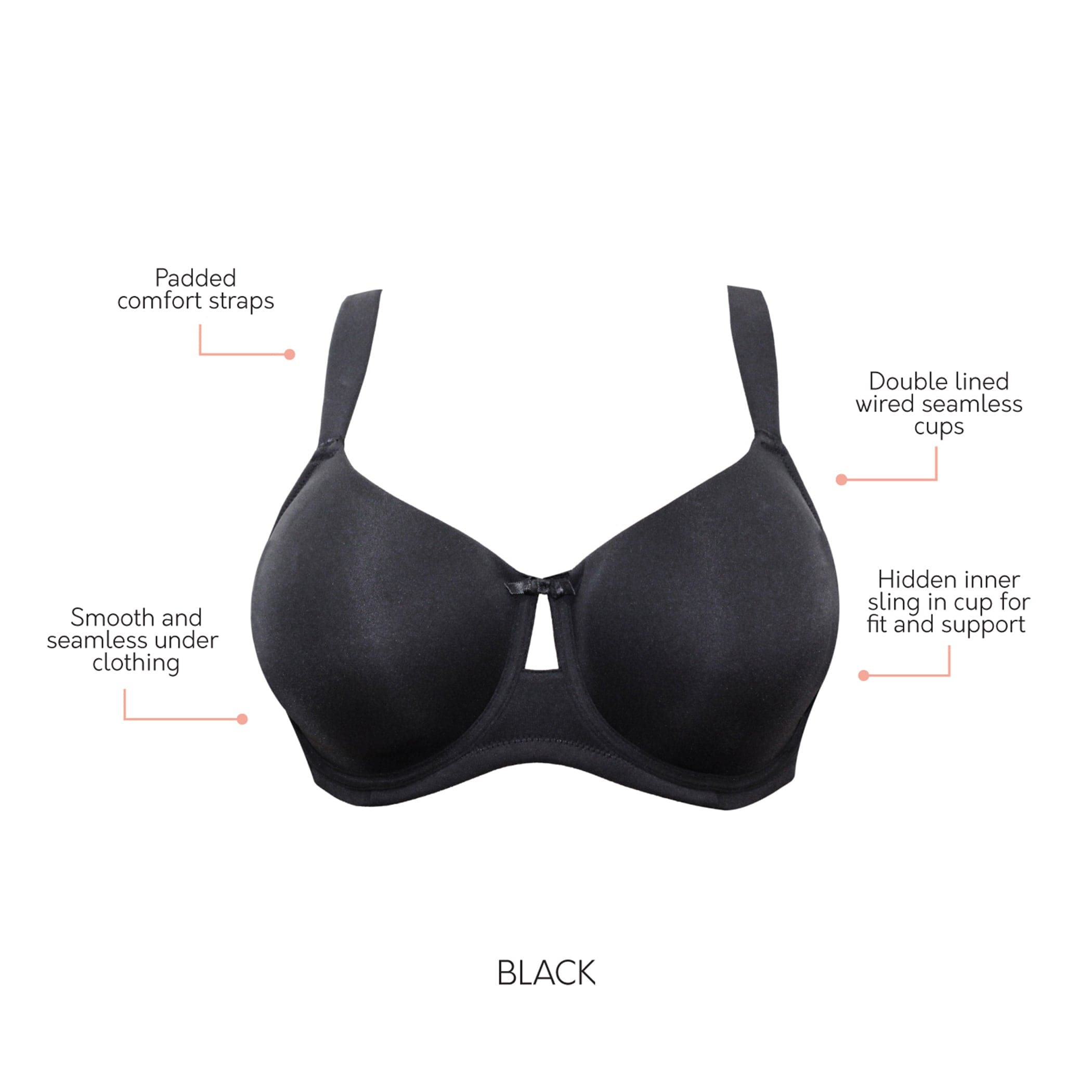 Erika Full Bust Unlined Molded Bra - Black