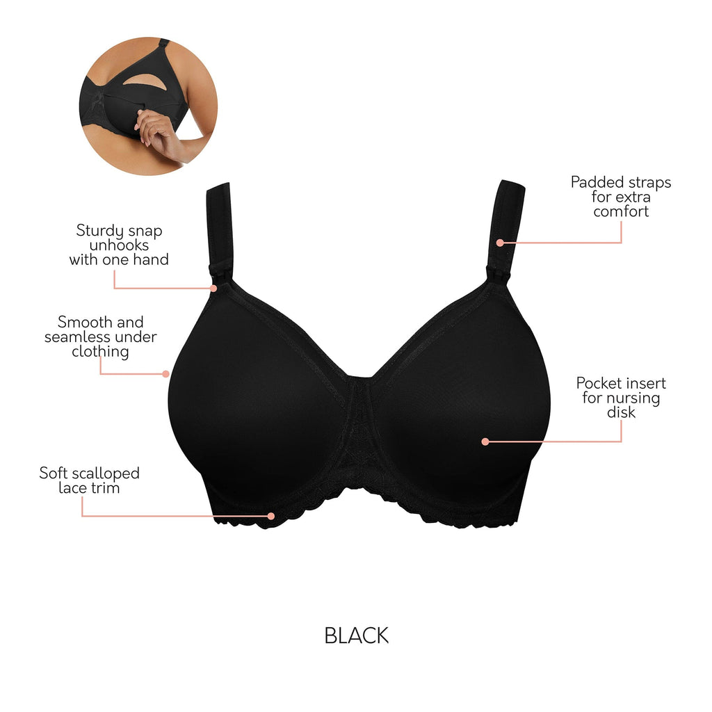 Leila Underwire Full Bust Nursing Bra - Black