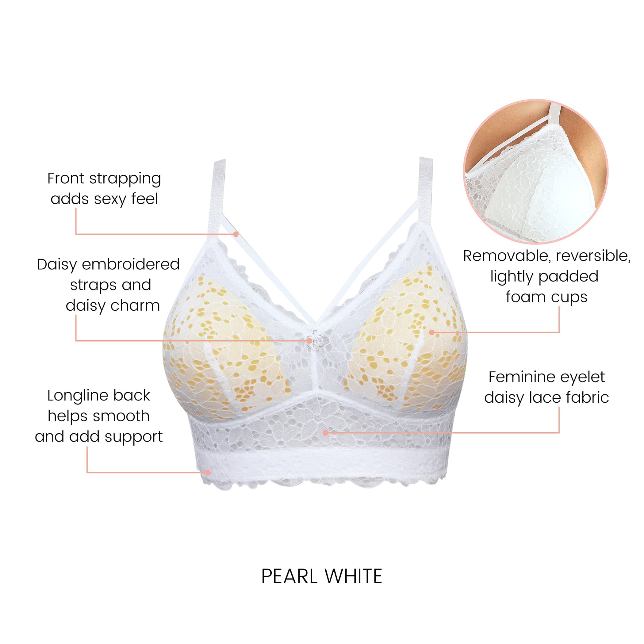 Mia Wire-Free Full Bust Bralette - Pearl White