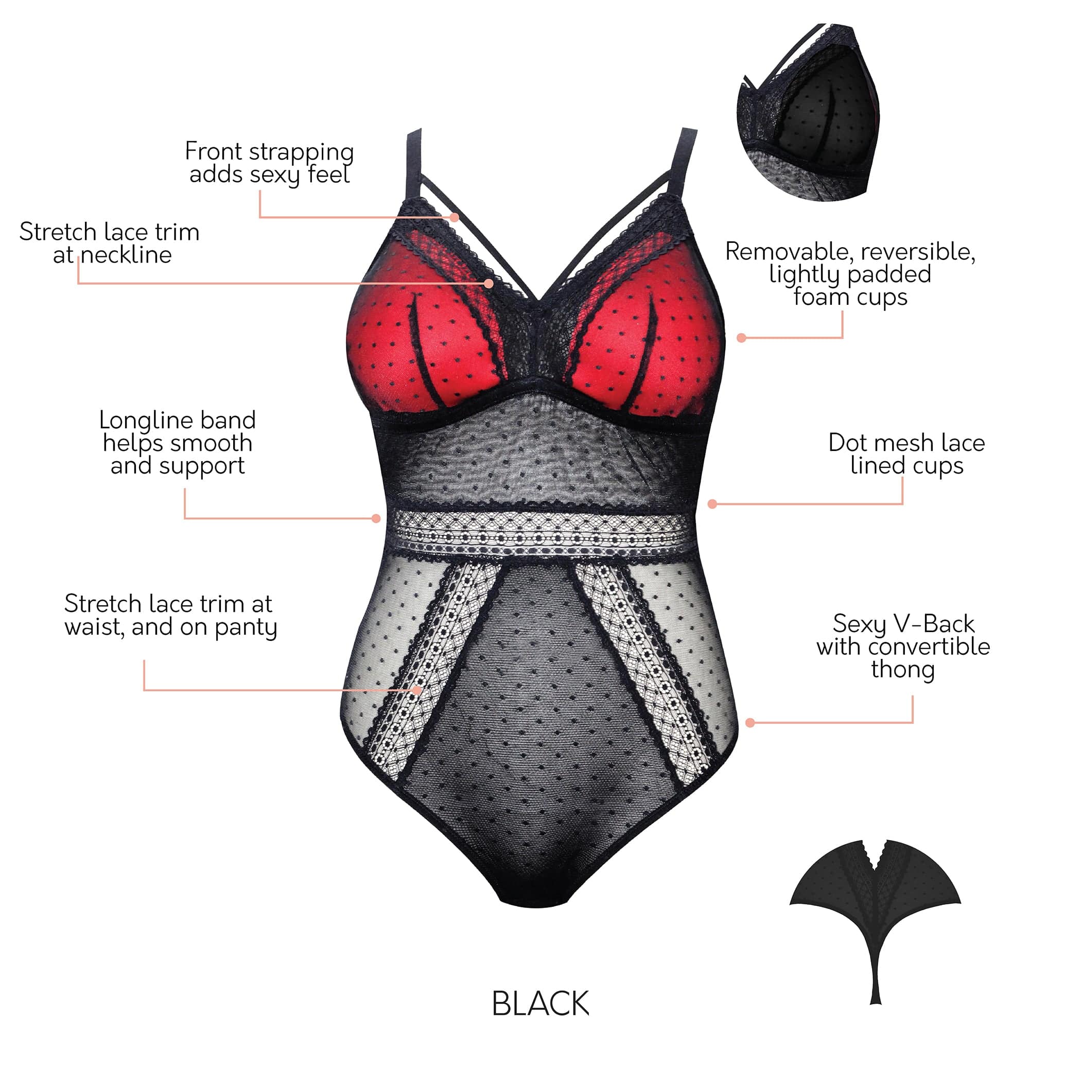 Mia Wire-Free Full Bust Bodysuit - Black