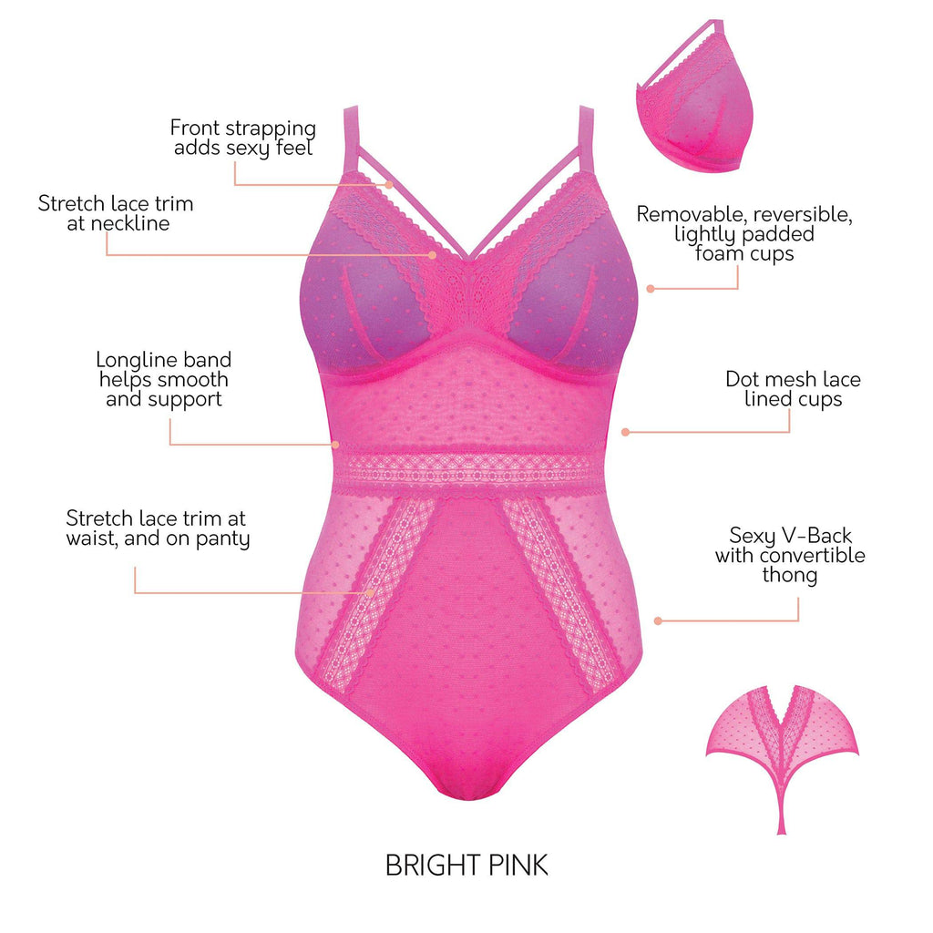 Mia Wire-Free Full Bust Bodysuit - Bright Pink