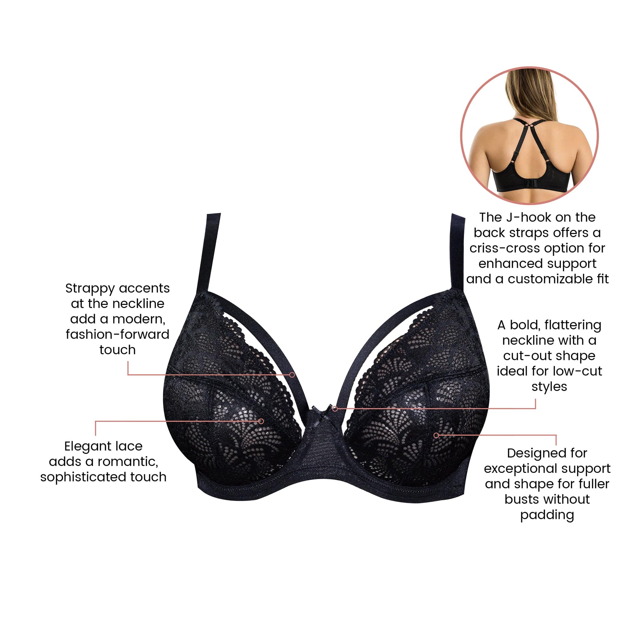 Olivia Unlined Plunge Bra - Black