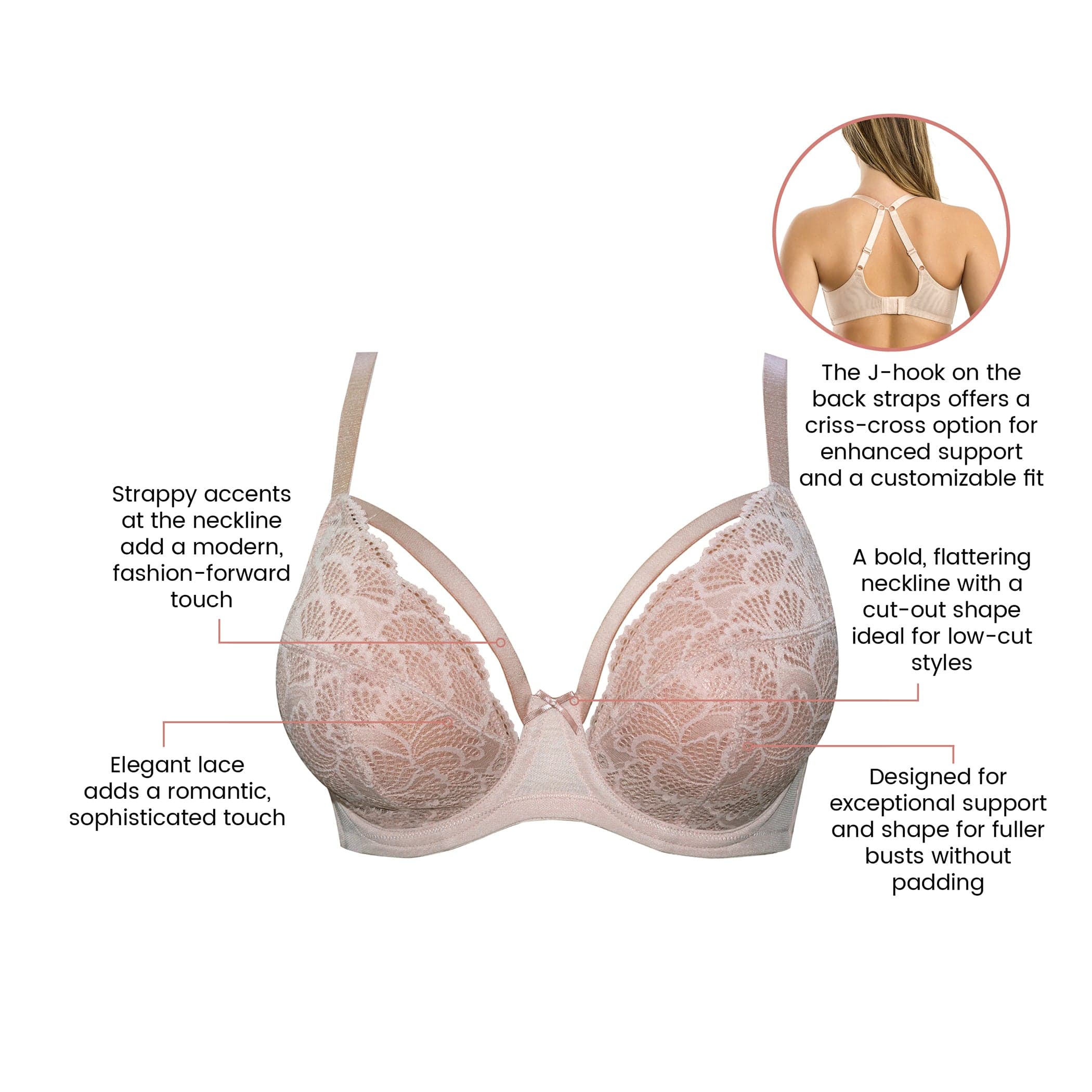 Olivia Unlined Plunge Bra - Cameo Rose