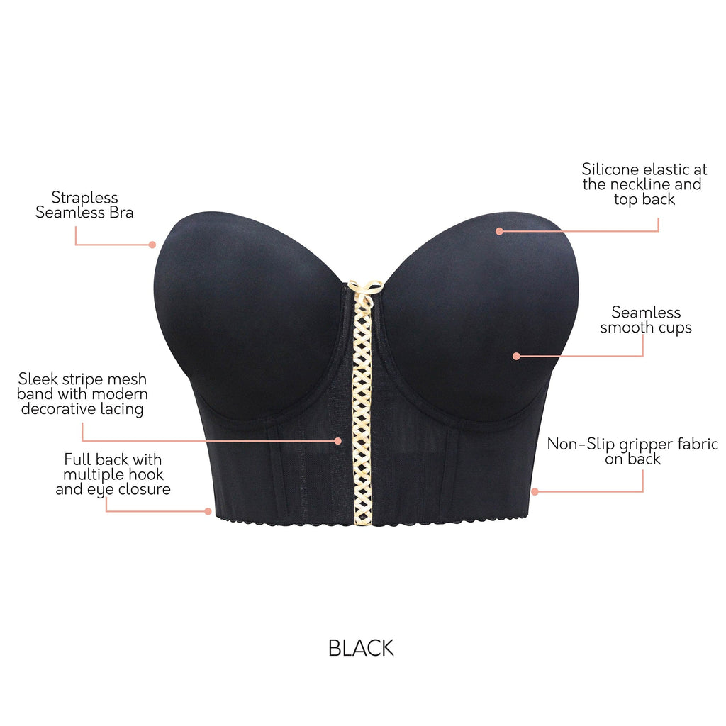 Shea Full Bust Longline Strapless Bra - Black