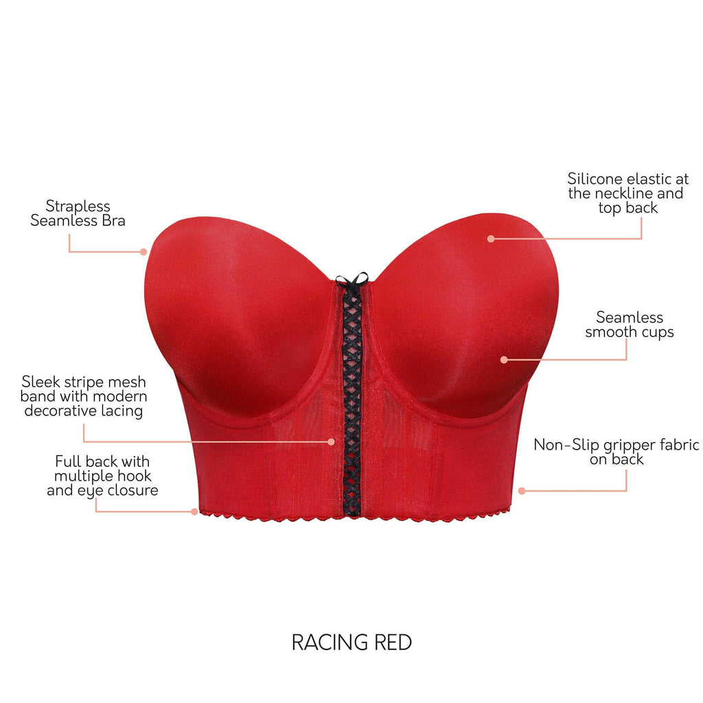 Shea Full Bust Longline Strapless Bra - Racing Red