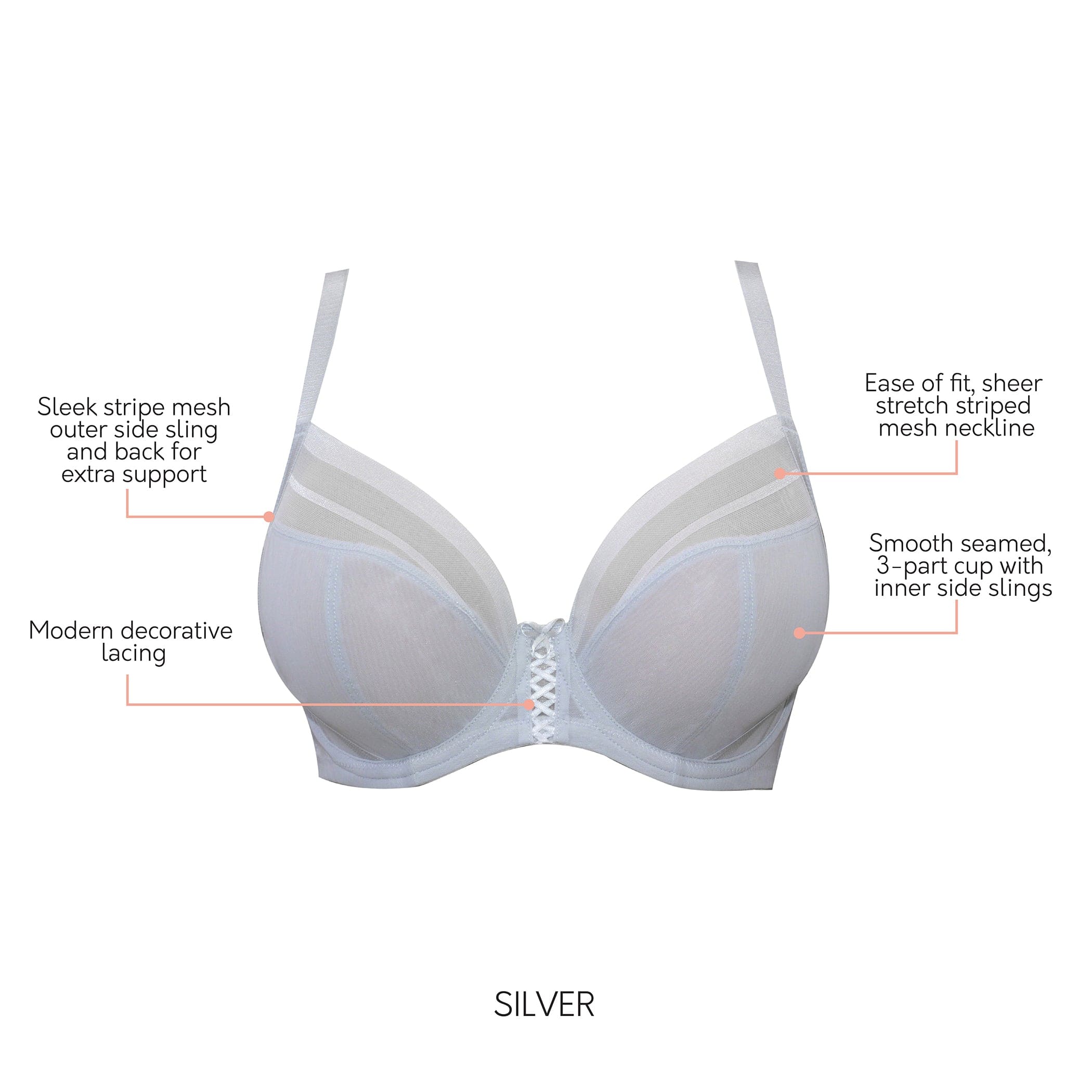 Shea Full Bust Unlined Plunge Bra - Silver