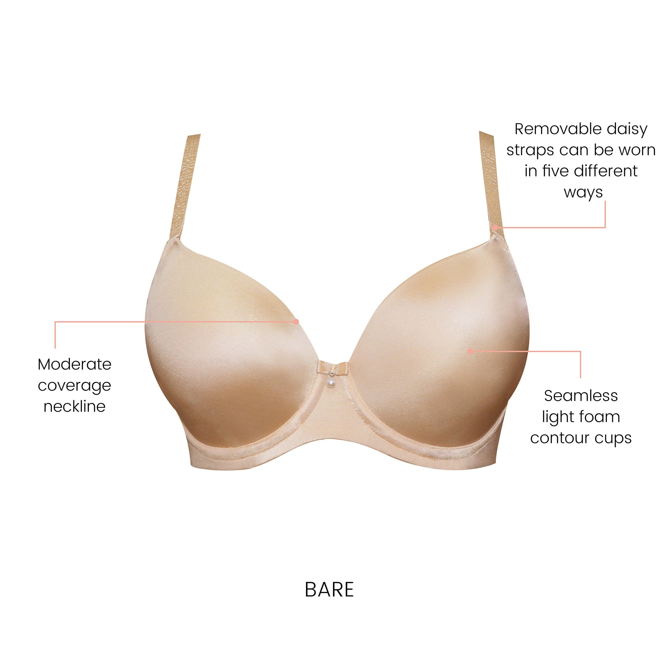 Elise Underwire Full Bust Everyday T-Shirt Bra - Bare