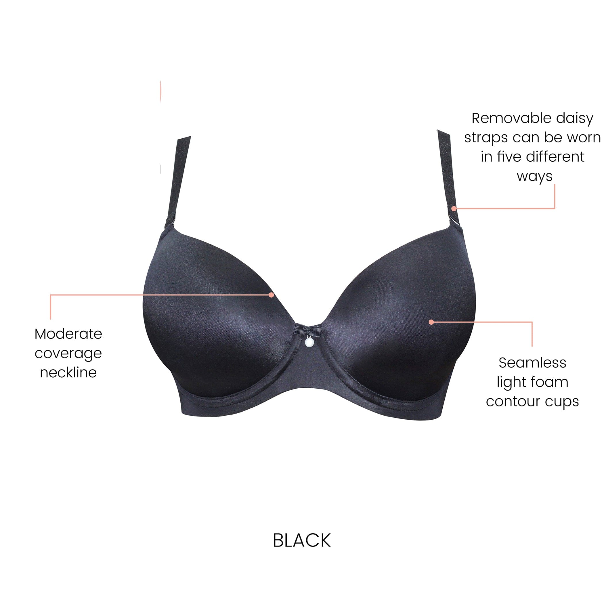 Elise Underwire Full Bust Everyday T-Shirt Bra - Black