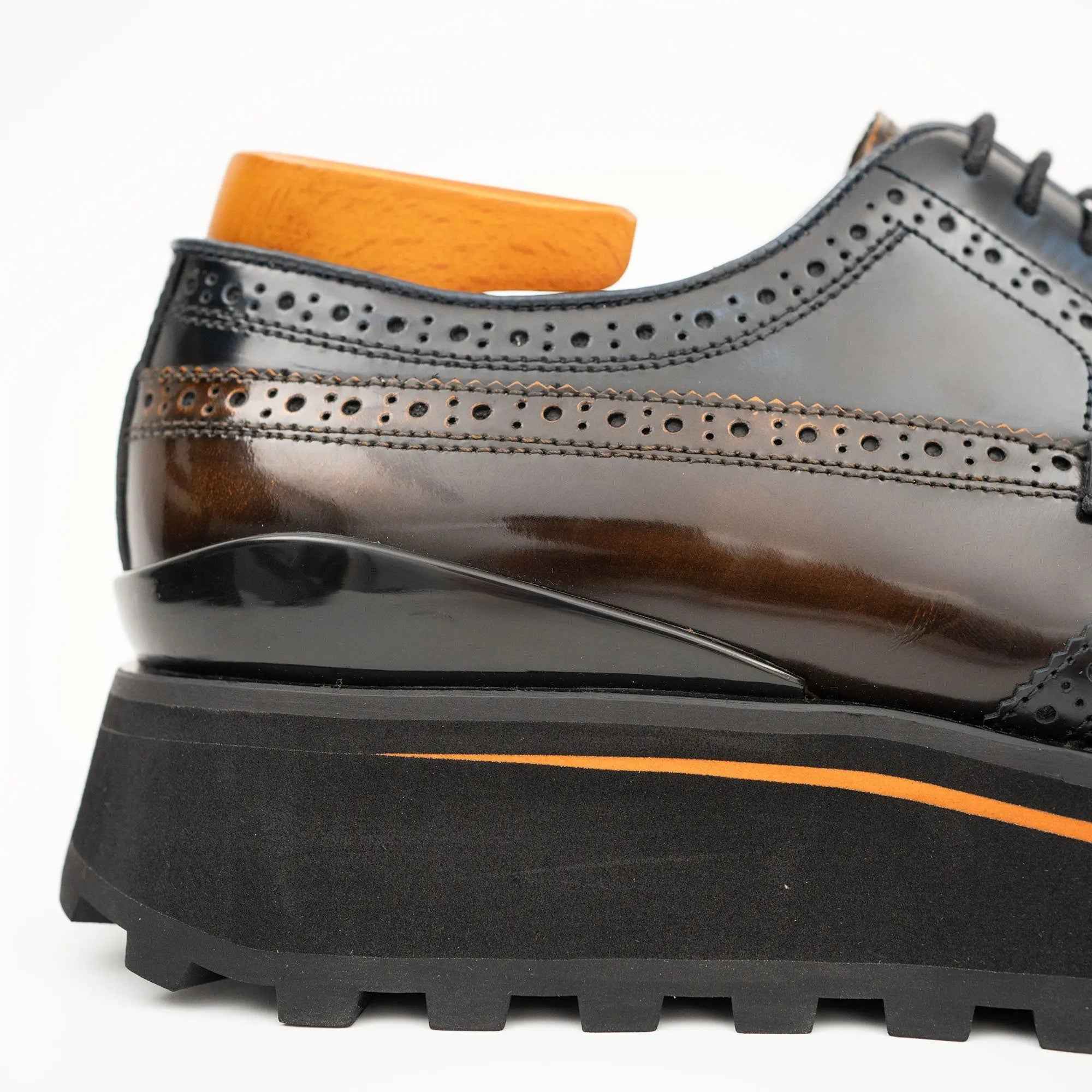 Patent leather shoes Platform brogues Blue