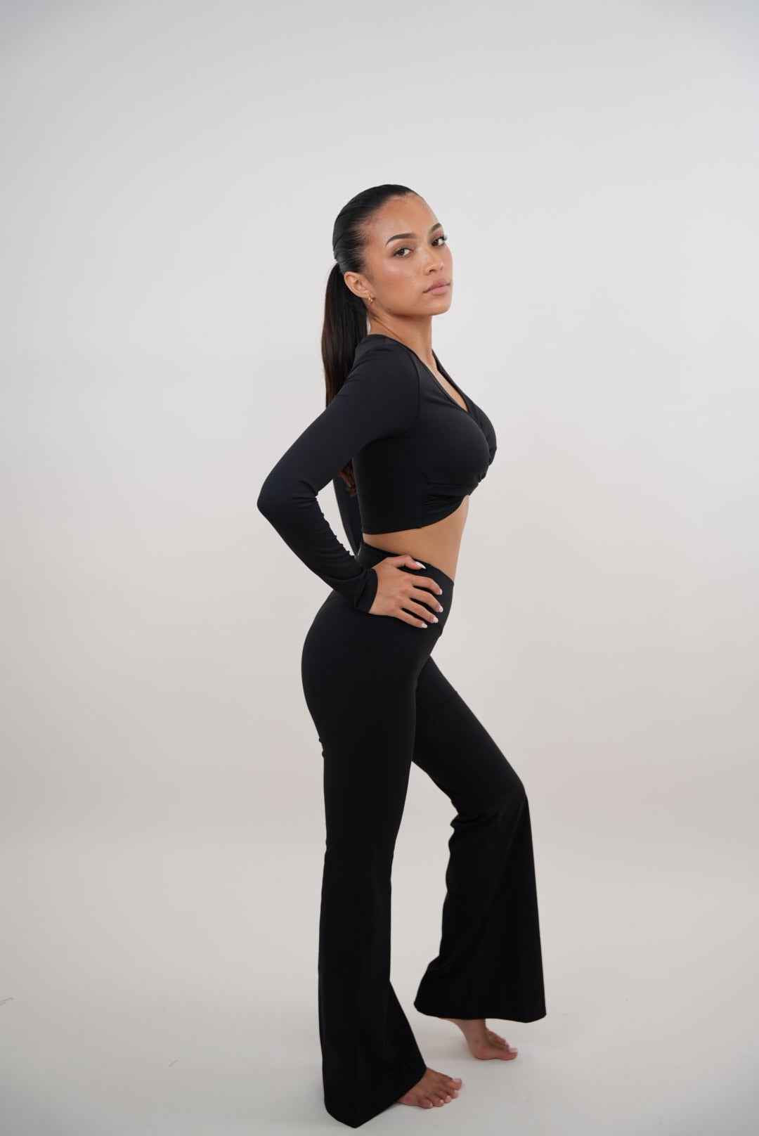 I Am Present Black Stretch Flare Legging