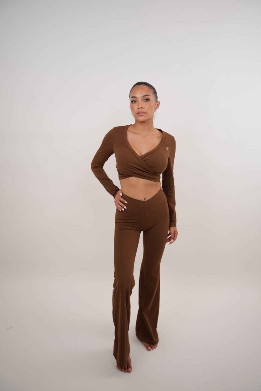 I Am Present Brown Stretch Flare Legging