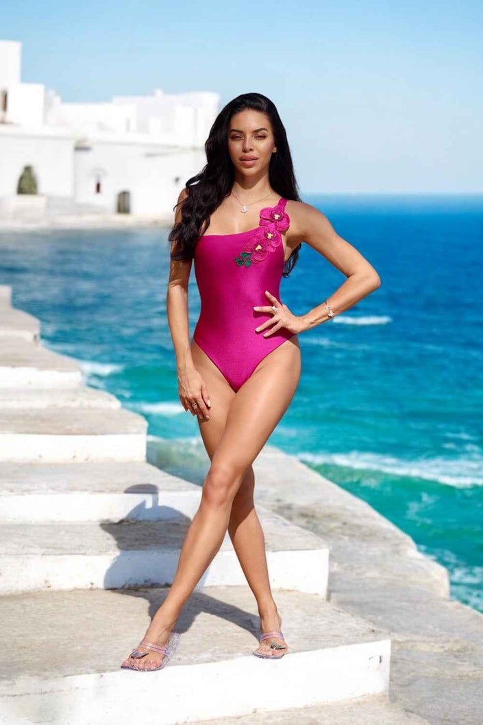 Vanda - Fuchsia One Shoulder Style Swimsuit