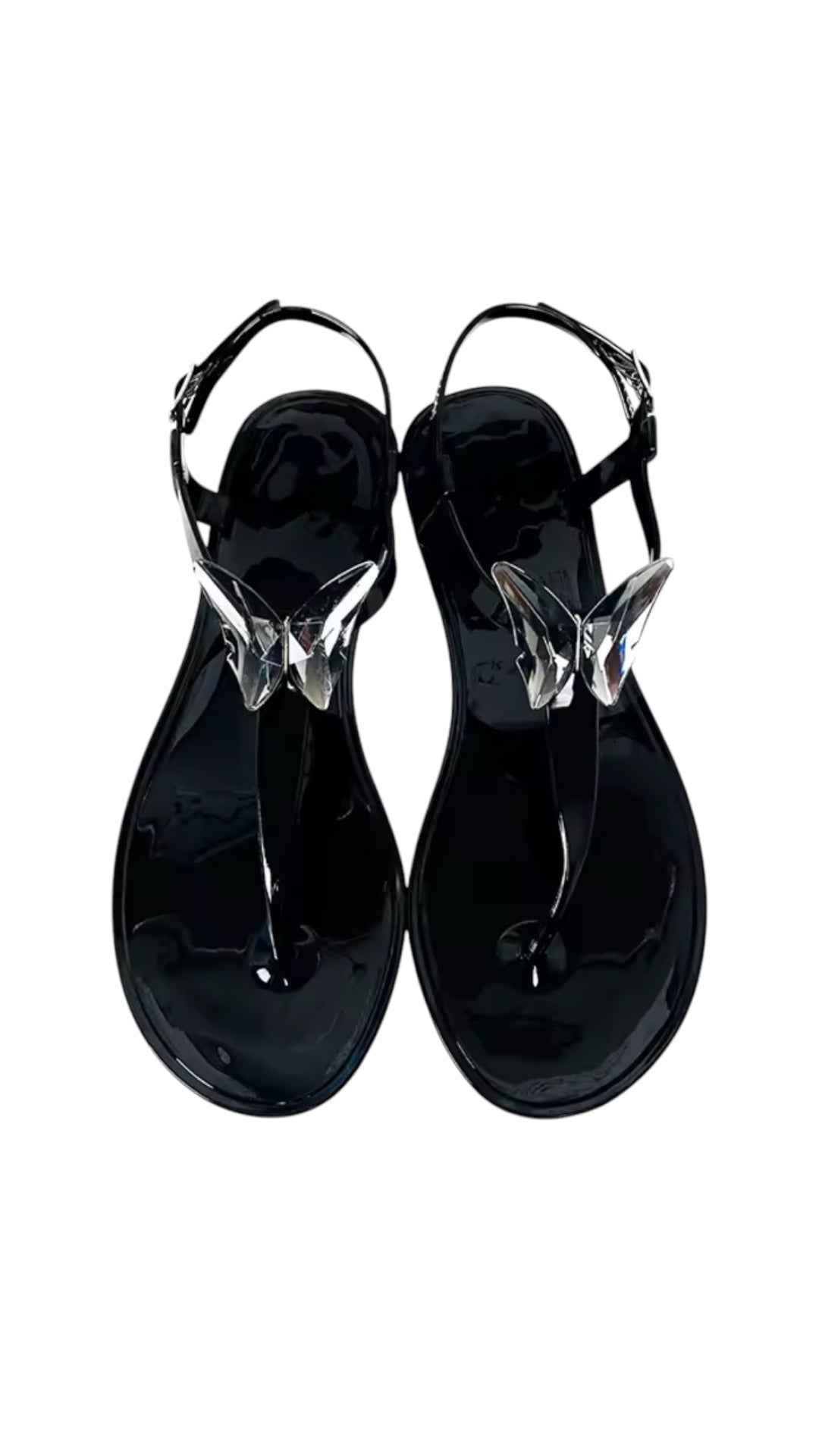 ALIANA Black Gel Beach Sandals