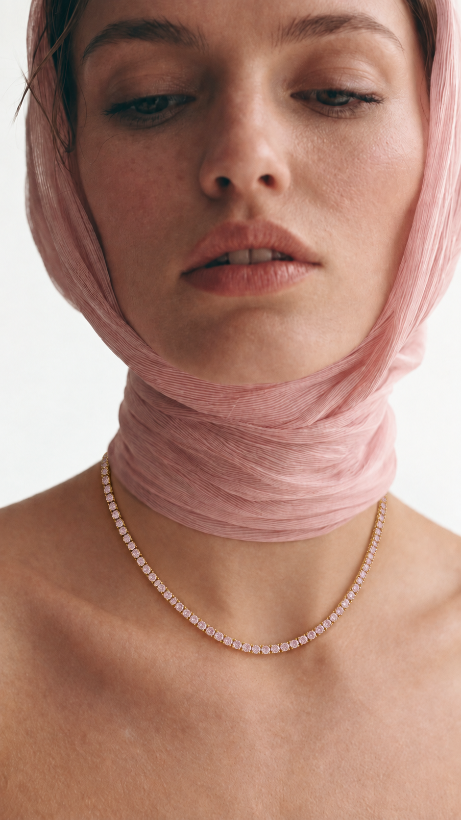 Karla Tennis Necklace Light Pink