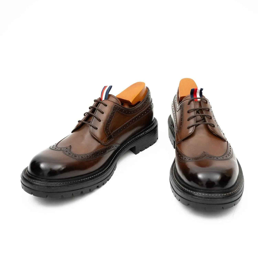 Premium Men's Classic Derby Brogue Shoes Coffee